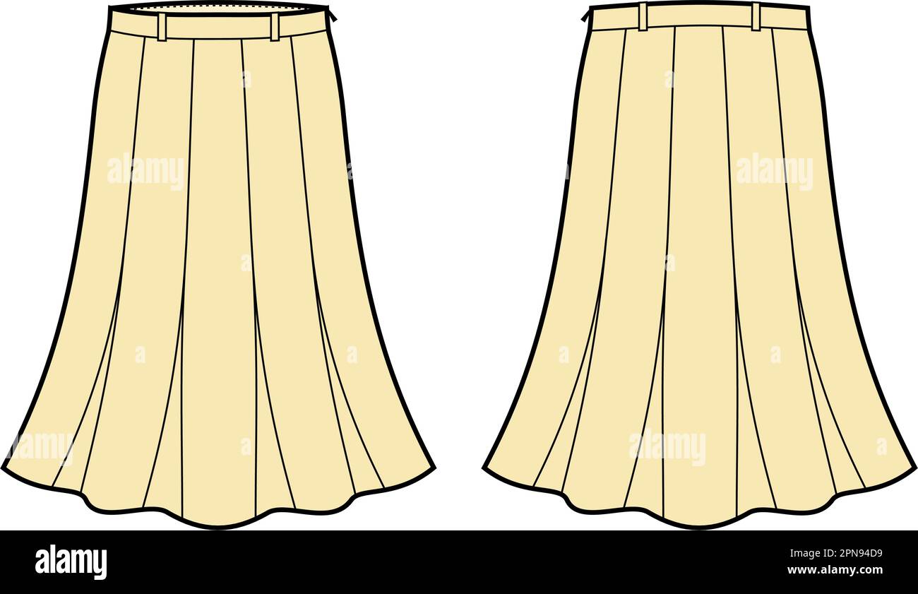 Gonna classica donna. CAD moda. Illustrazione Vettoriale