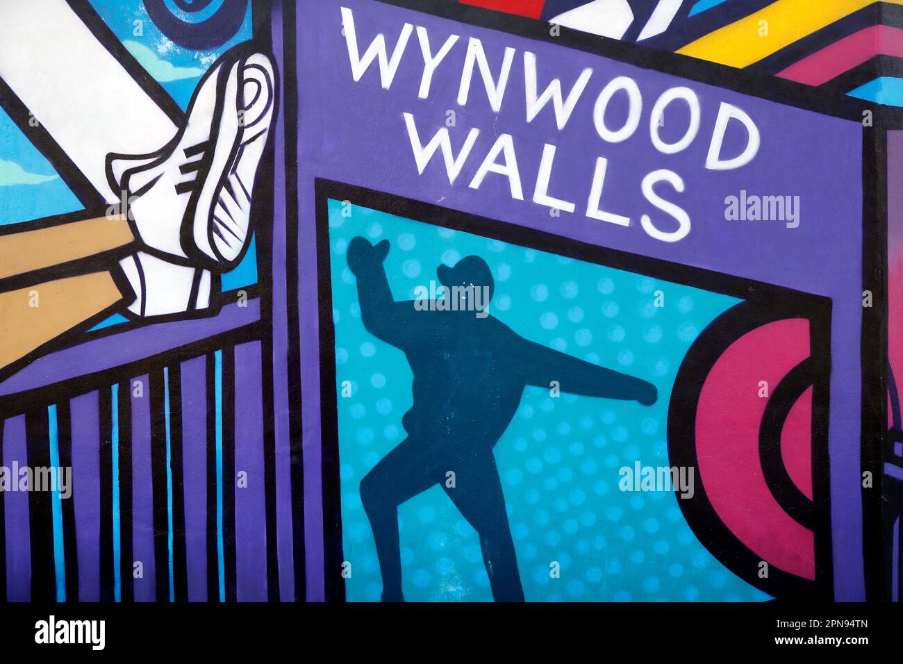 Wynwood Walls Miami graffiti. Wynwood è un quartiere di Miami famoso per i suoi graffiti e la sua arte di strada Miami, Florida, Stati Uniti. Foto Stock