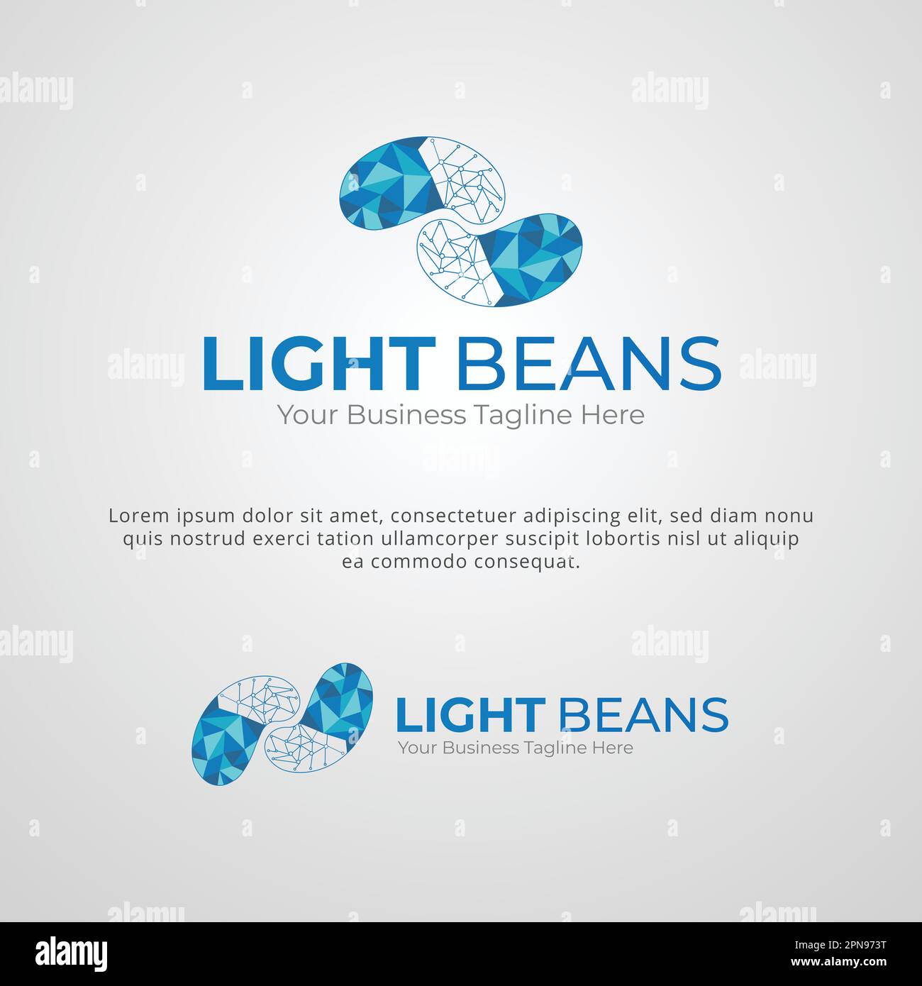 Digital Light Beans modello di design del logo aziendale del marchio Illustrazione Vettoriale