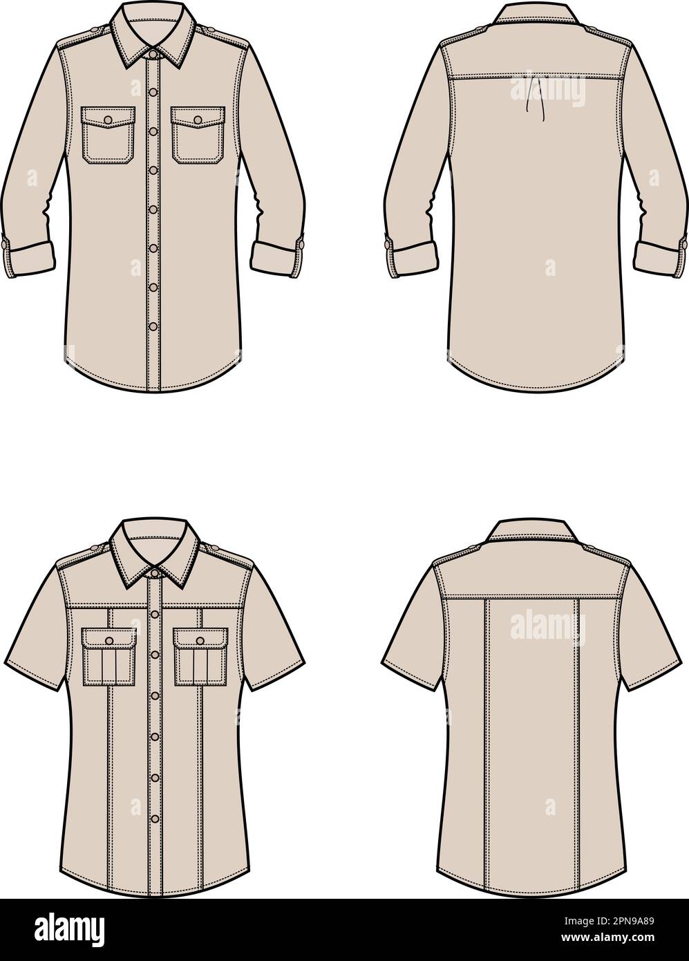 Maglia militare donna. CAD moda. Illustrazione Vettoriale
