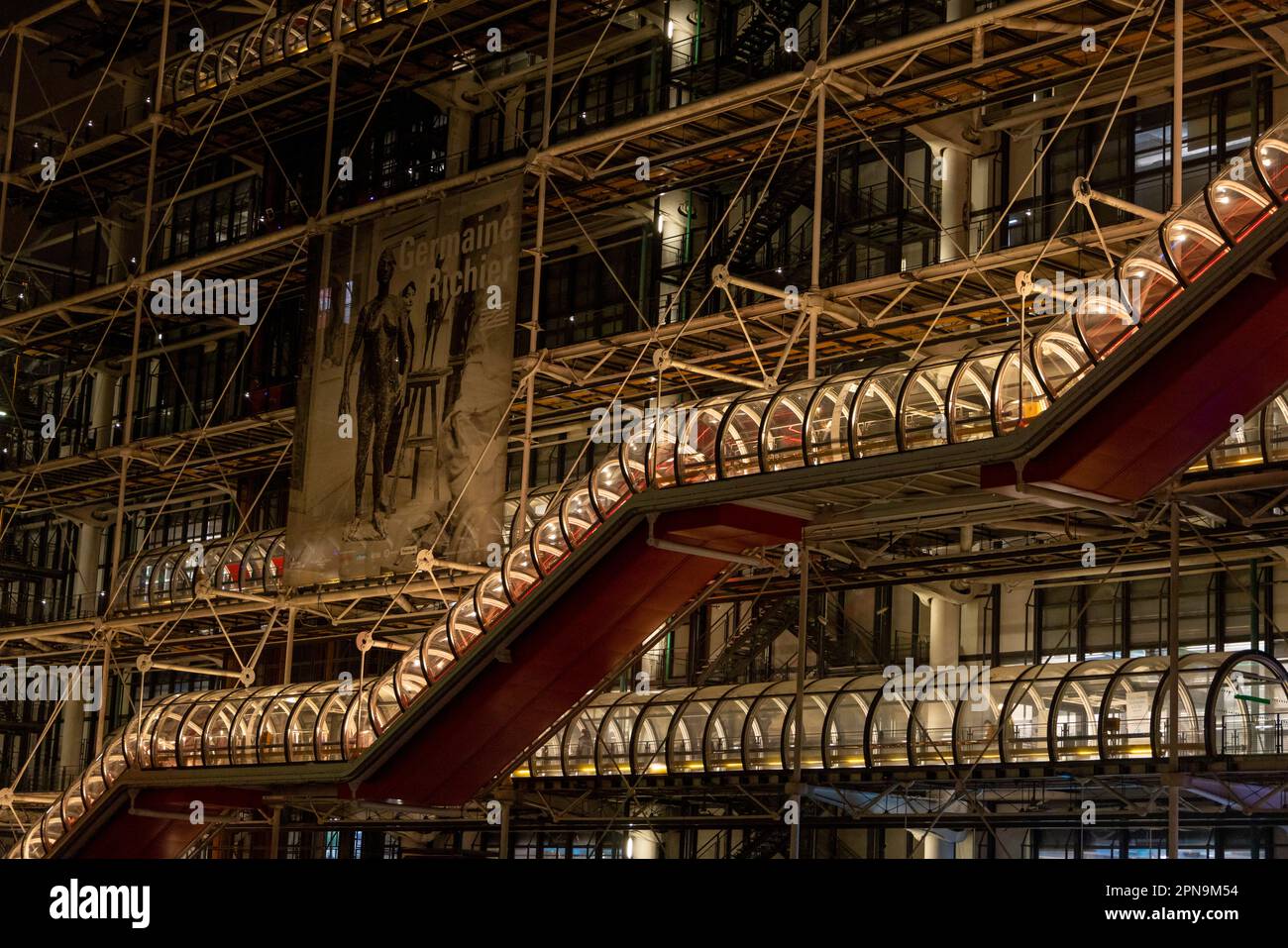 Il Centro Pompidou, Parigi, Francia di notte Foto Stock