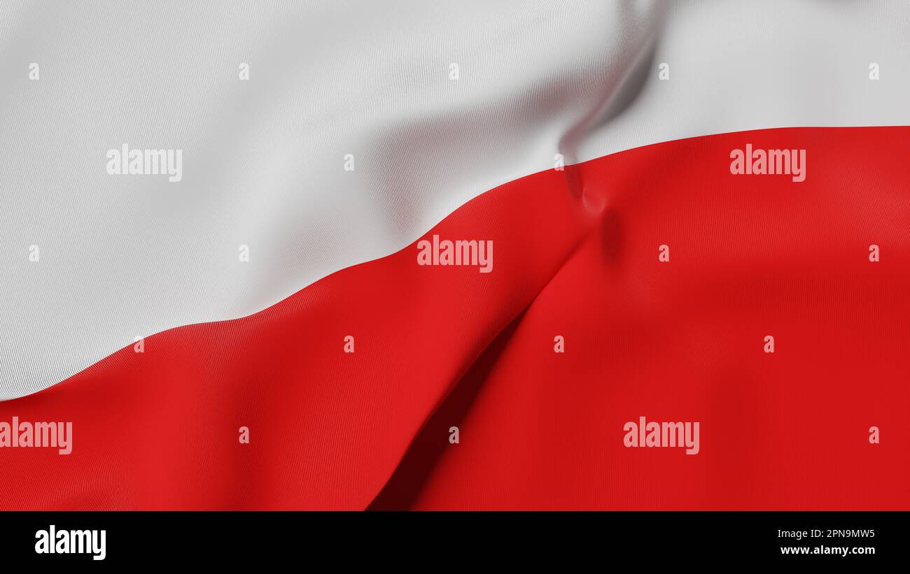 Il computer ha generato un'immagine ad alta risoluzione della bandiera nazionale polacca. Foto Stock