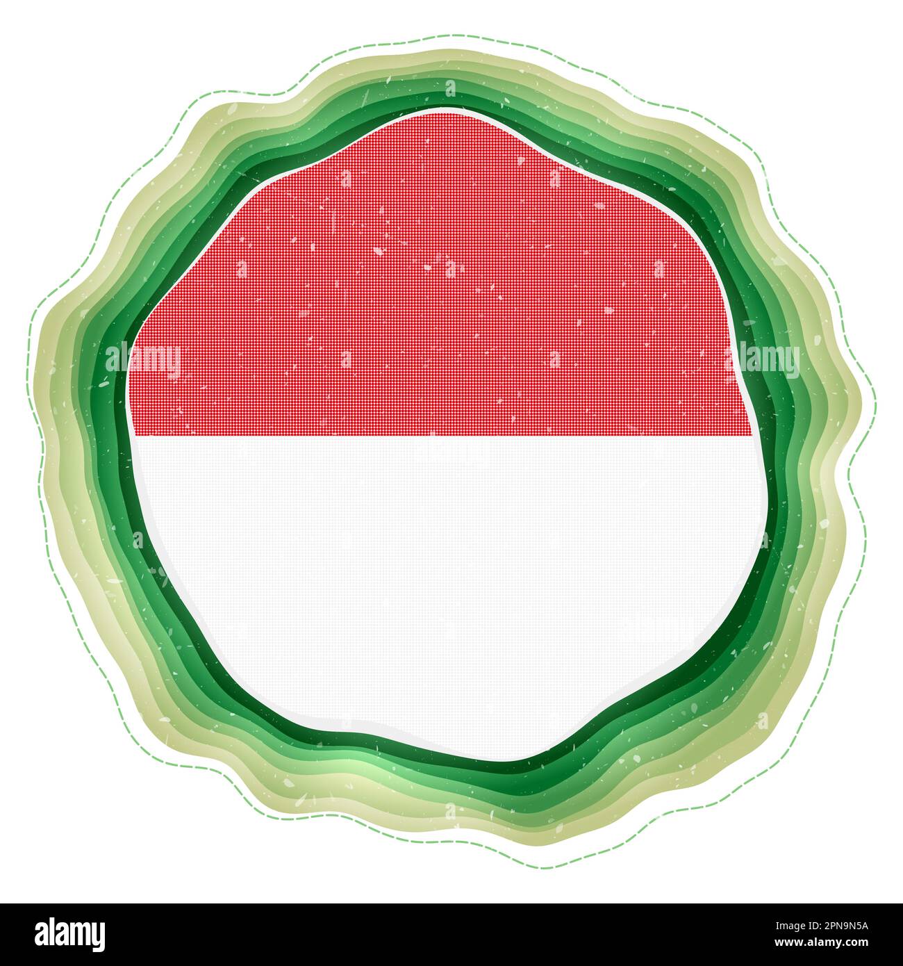 Bandiera indonesiana in cornice. Distintivo del paese. Cartello circolare stratificato intorno alla bandiera indonesiana. Attraente illustrazione vettoriale. Illustrazione Vettoriale Bandiera indonesiana in cornice. Distintivo del paese. Cartello circolare stratificato intorno alla bandiera indonesiana. Attraente illustrazione vettoriale. Illustrazione Vettoriale