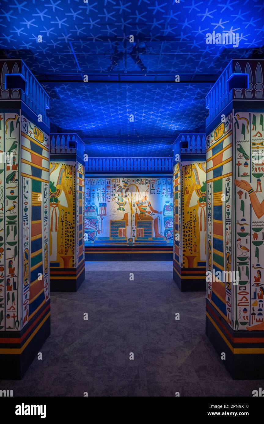 Houston, Texas - 7 aprile 2023: Mostre egiziane al Museo di Scienze naturali di Houston. Foto Stock