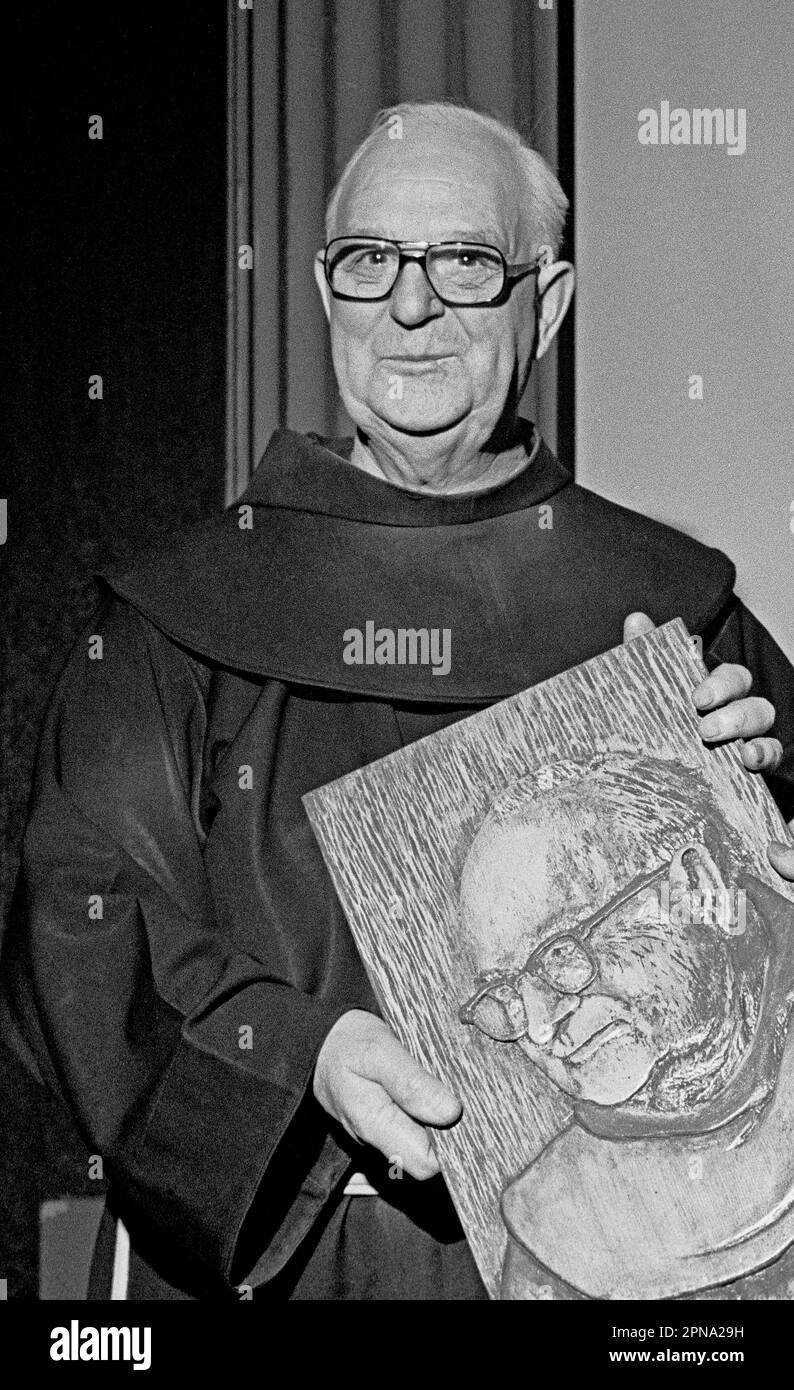 Padre Alfred Boeddeker è onorato di un suo disegno a San Francisco, California. 1980s Foto Stock