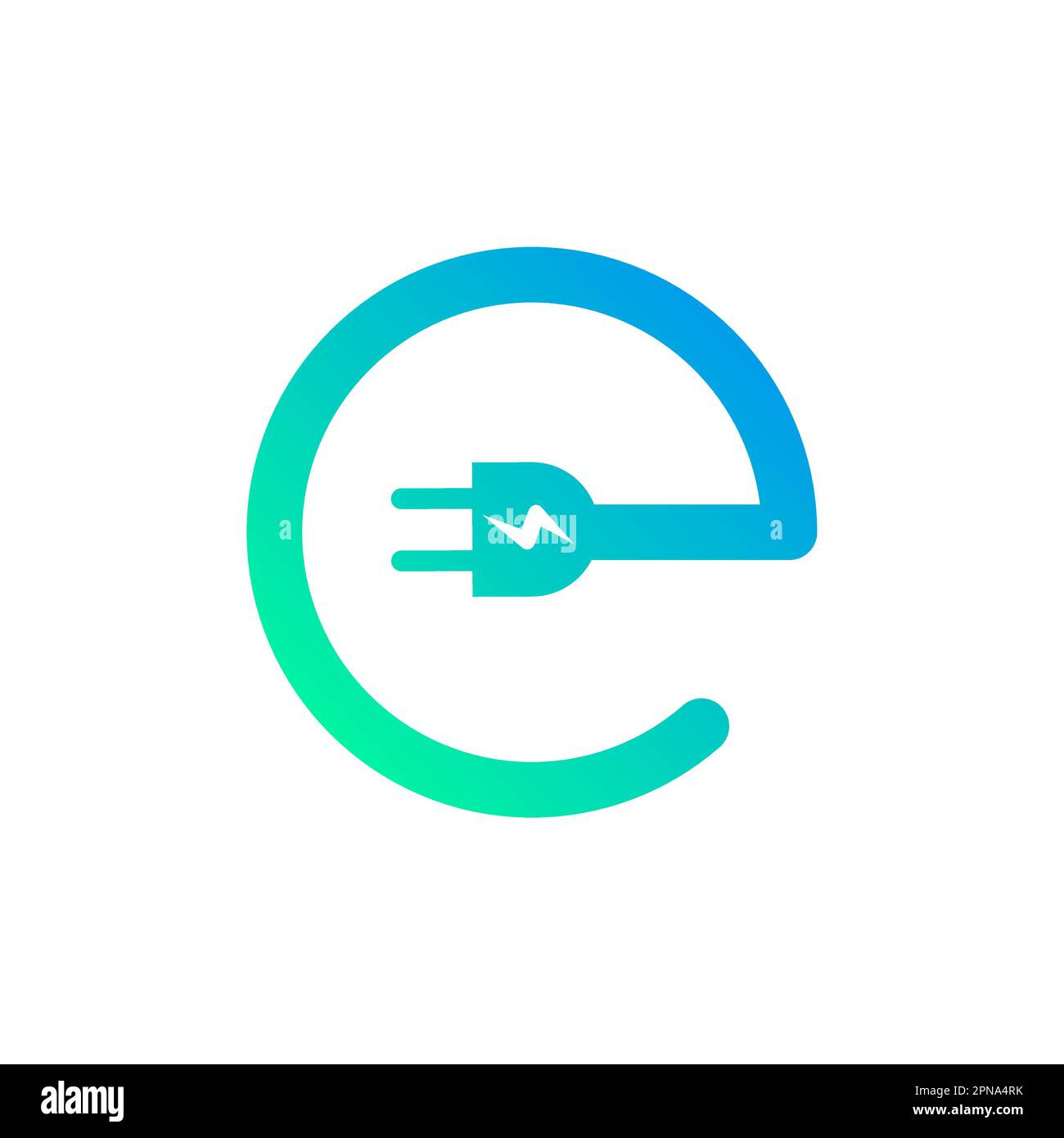 Icona con il logo del caricabatteria per auto elettrica EV. Veicolo ibrido ev stazione eco segno verde auto simbolo. Illustrazione Vettoriale