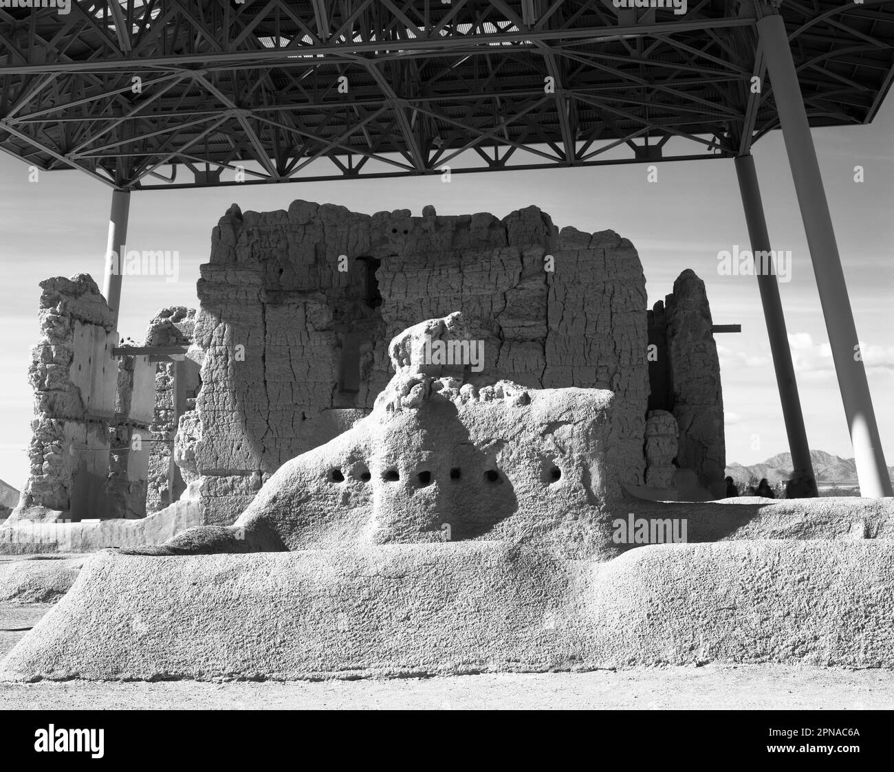 Casa Grande Ruins Monumento Nazionale degli Indiani Hohokam in Arizona USA Foto Stock