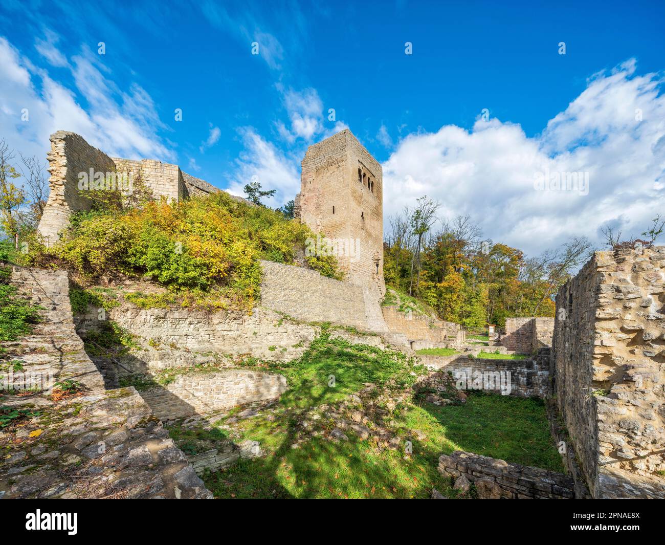 Rovine del castello di Lobdeburg, Jena, Turingia, Germania Foto Stock