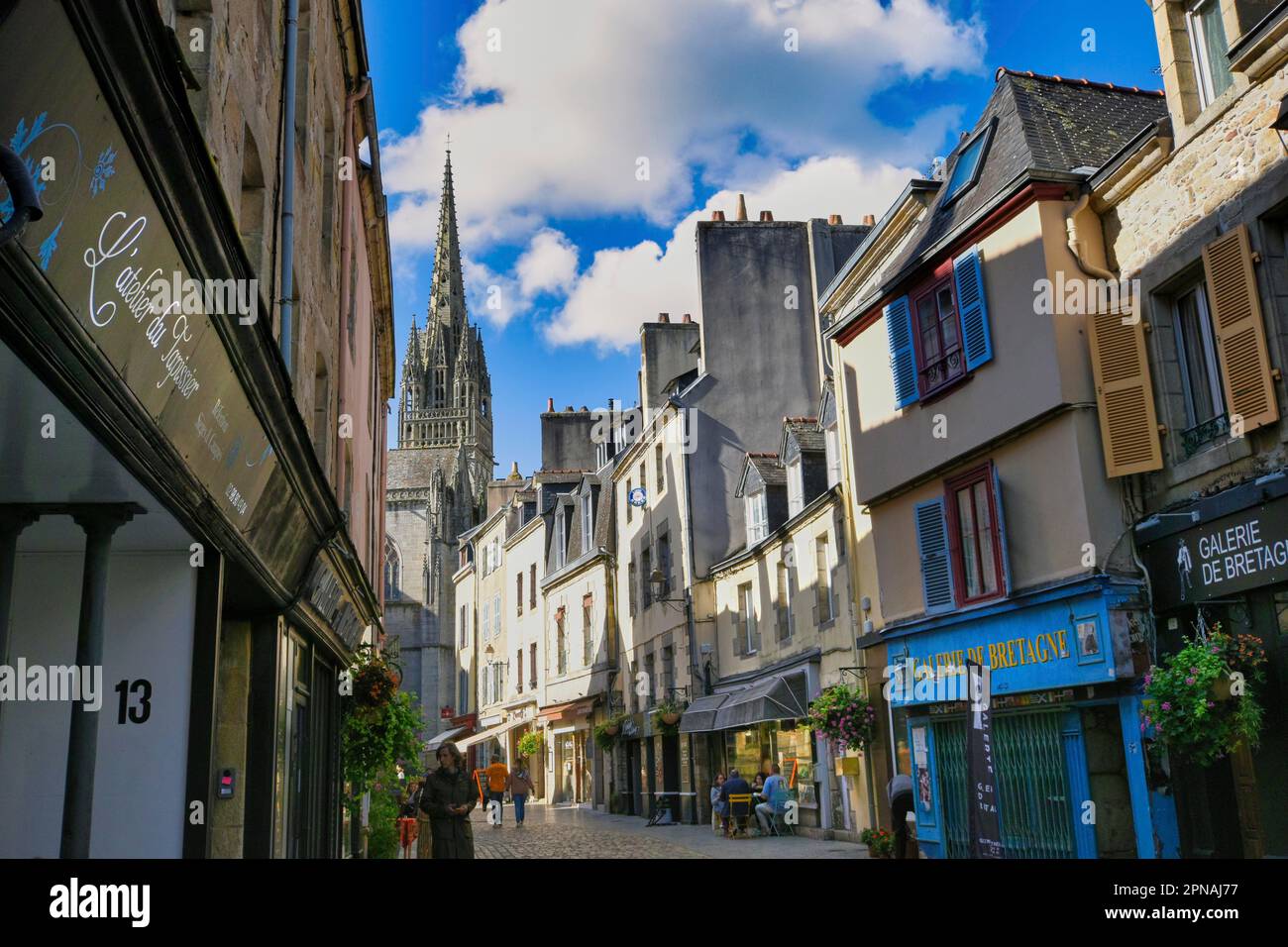 Nel centro storico di Quimper, Bretagna, Francia Foto Stock