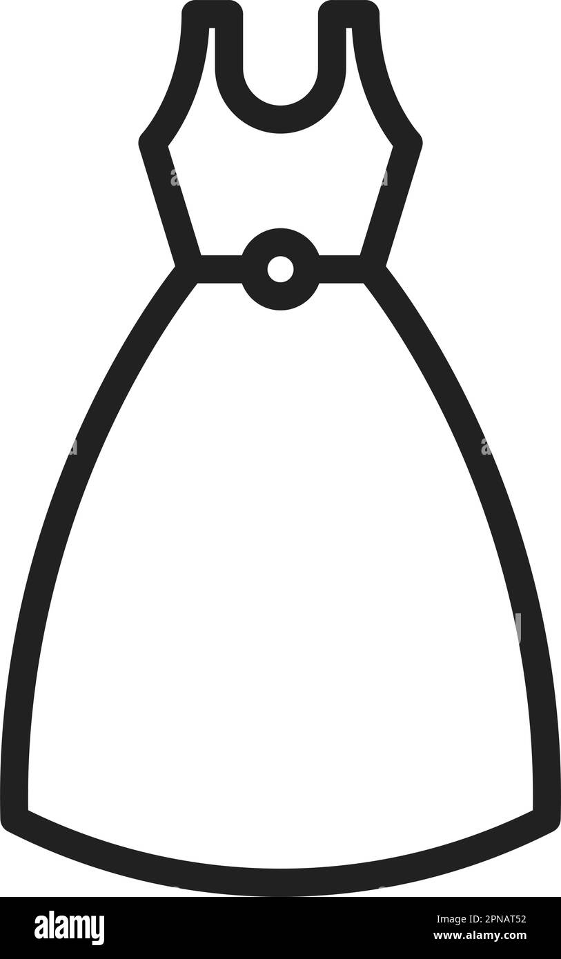 Immagine vettoriale dell'icona del vestito da cocktail. Adatto per applicazioni mobili, applicazioni Web e supporti di stampa. Illustrazione Vettoriale