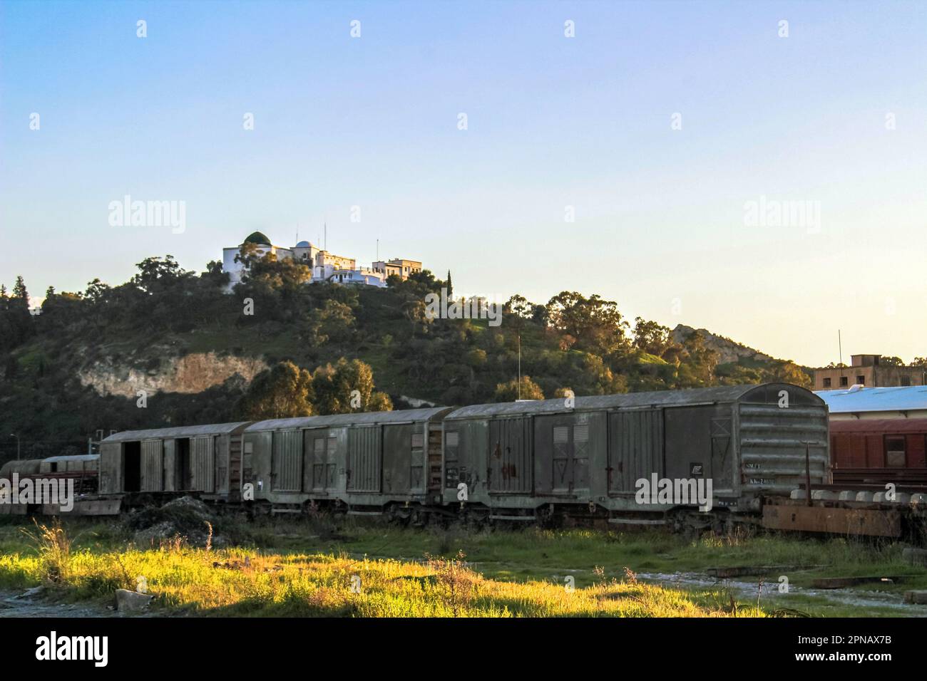 Antico vagone ferroviario nell'abbandonato Foto Stock