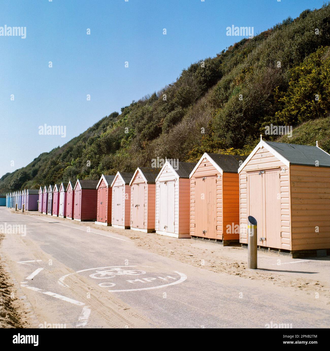 Beach Huts, Bournemouth, Dorset, Inghilterra, Regno Unito. Foto Stock