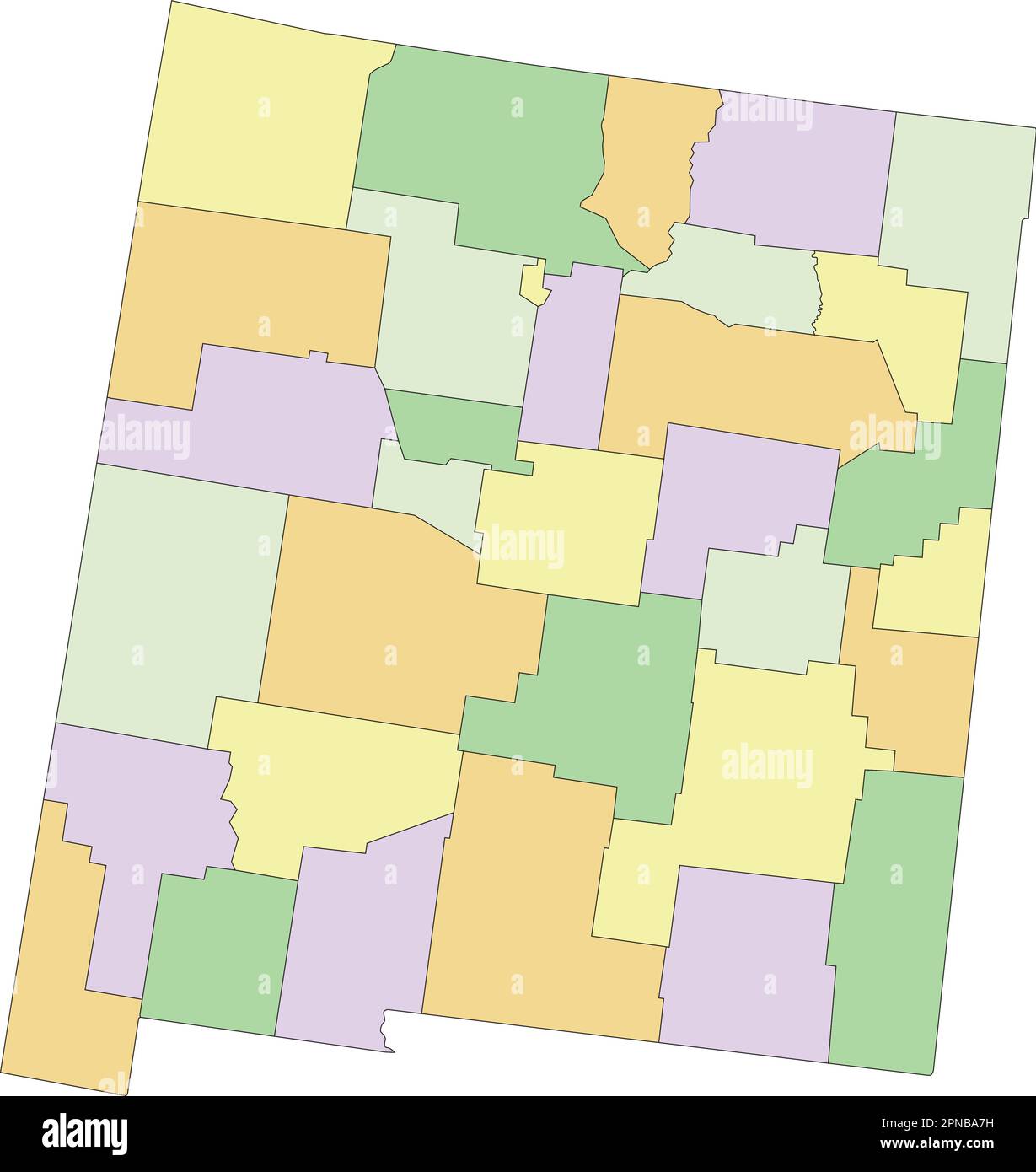 New Mexico - Mappa politica modificabile molto dettagliata. Illustrazione Vettoriale