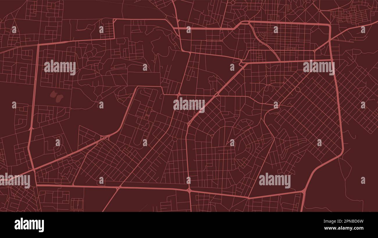 Sfondo Asmara mappa, Eritrea, poster rosso città. Mappa vettoriale di Asmera con strade e acqua. Proporzioni widescreen, roadmap digitale con design piatto. Illustrazione Vettoriale