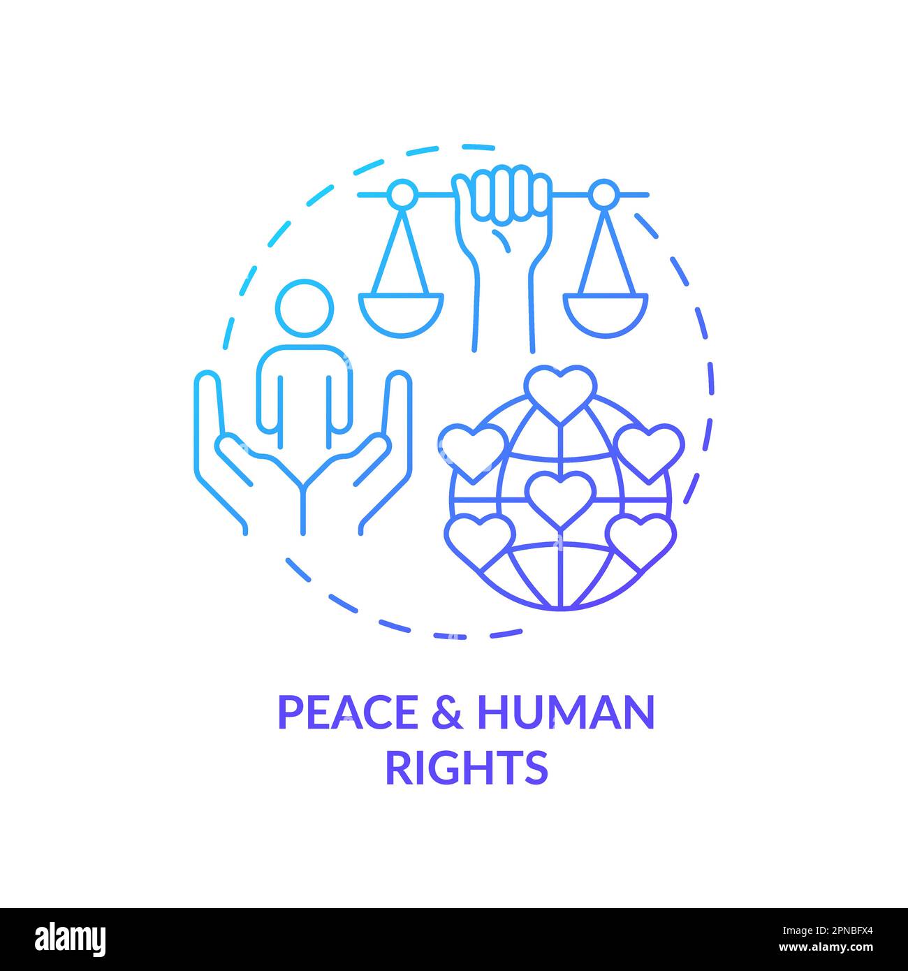 Pace e diritti umani blu gradiente concetto icona Illustrazione Vettoriale
