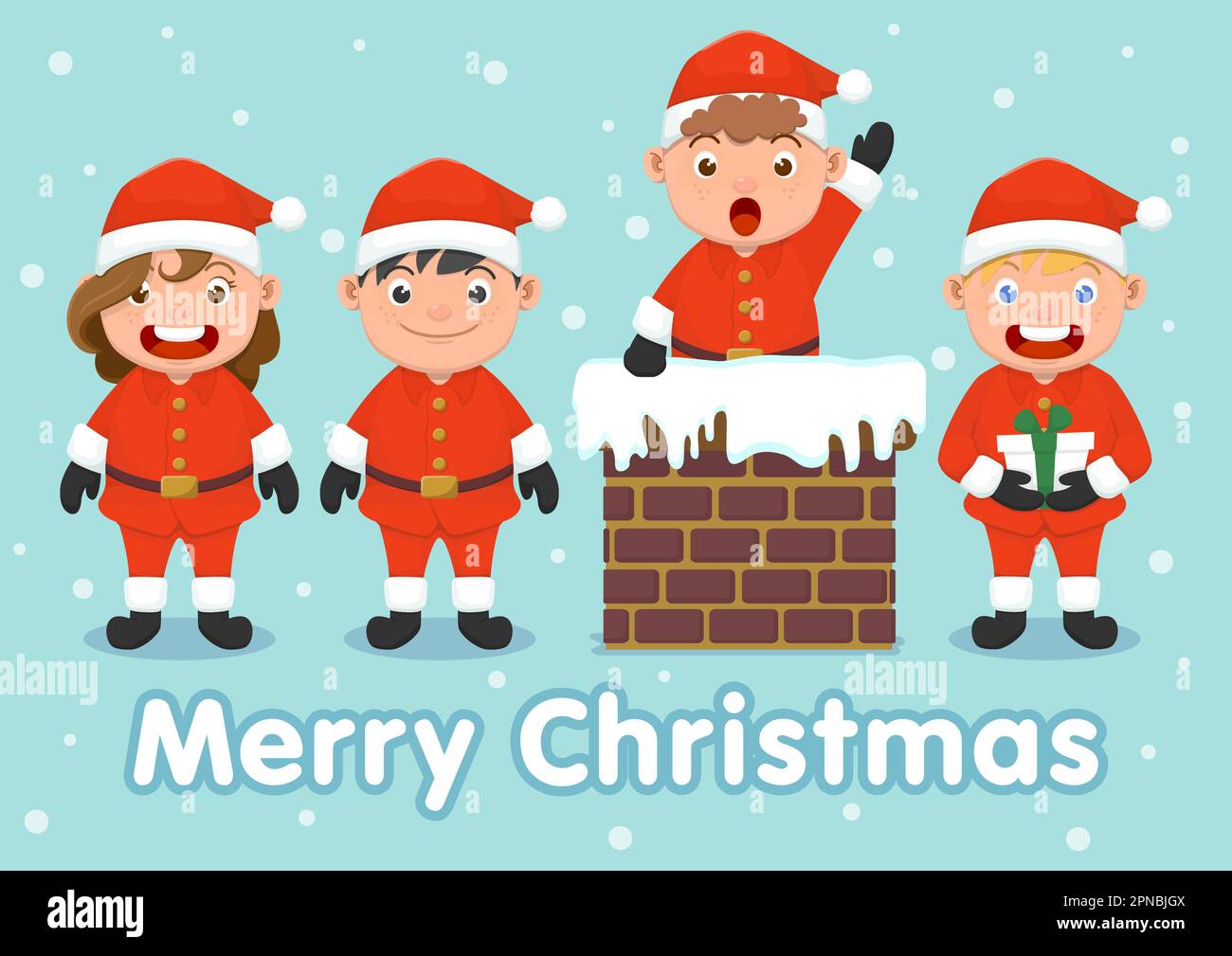 Cute Kids in Babbo Natale set costumi Illustrazione Vettoriale