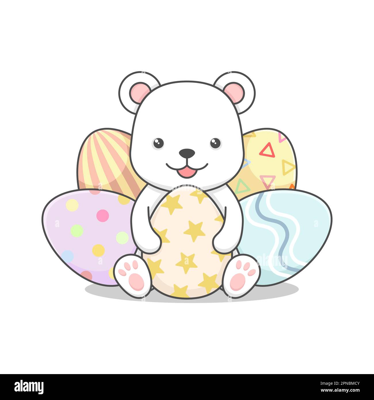 Carino orso polare con uova di Pasqua Illustrazione Vettoriale