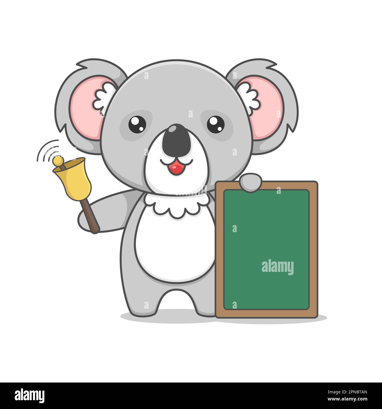 Carino Koala Holding Board e Bell Illustrazione Vettoriale