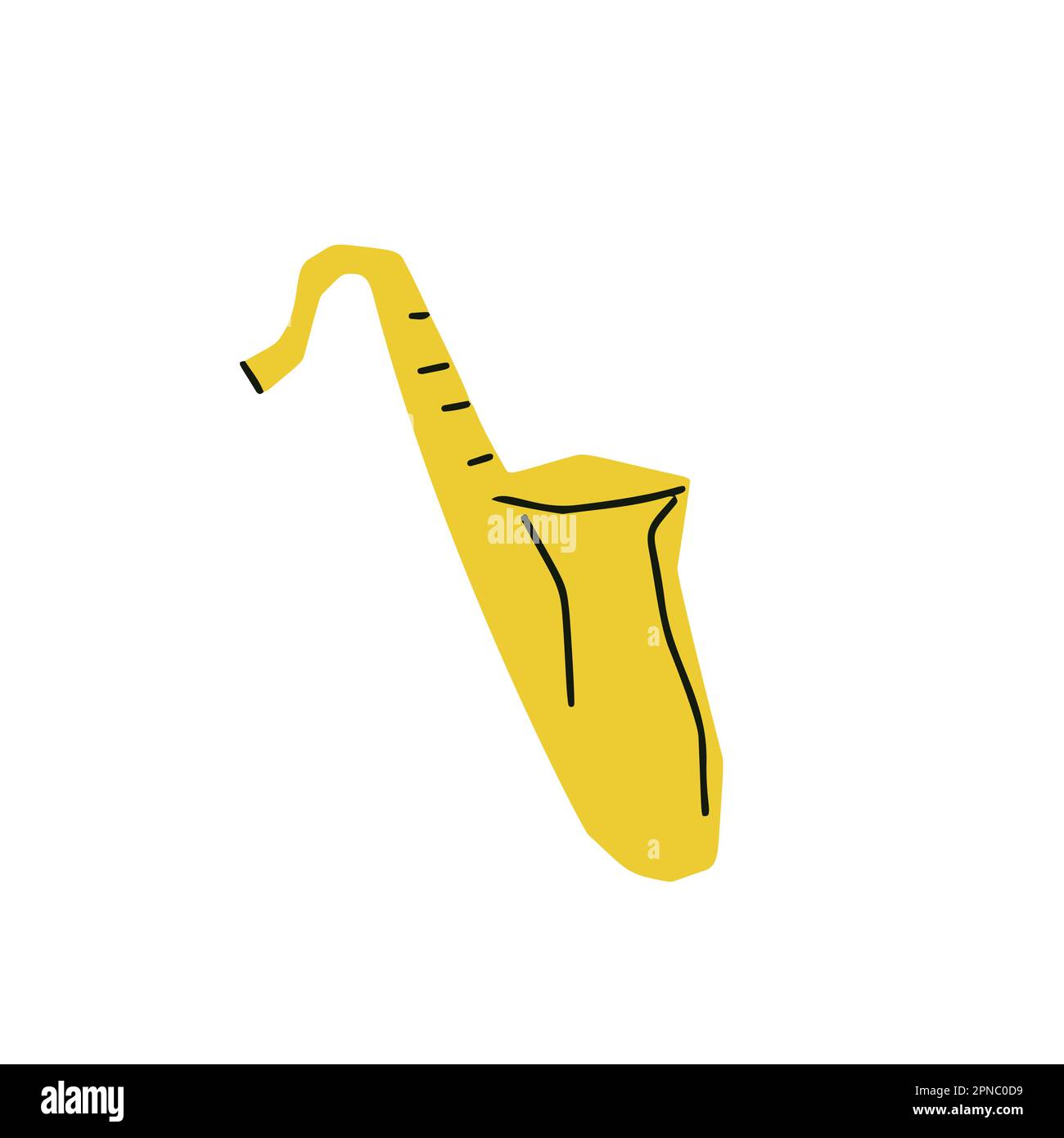 Illustrazione del sassofono dello strumento musicale in stile di taglio isolato su sfondo bianco Illustrazione Vettoriale