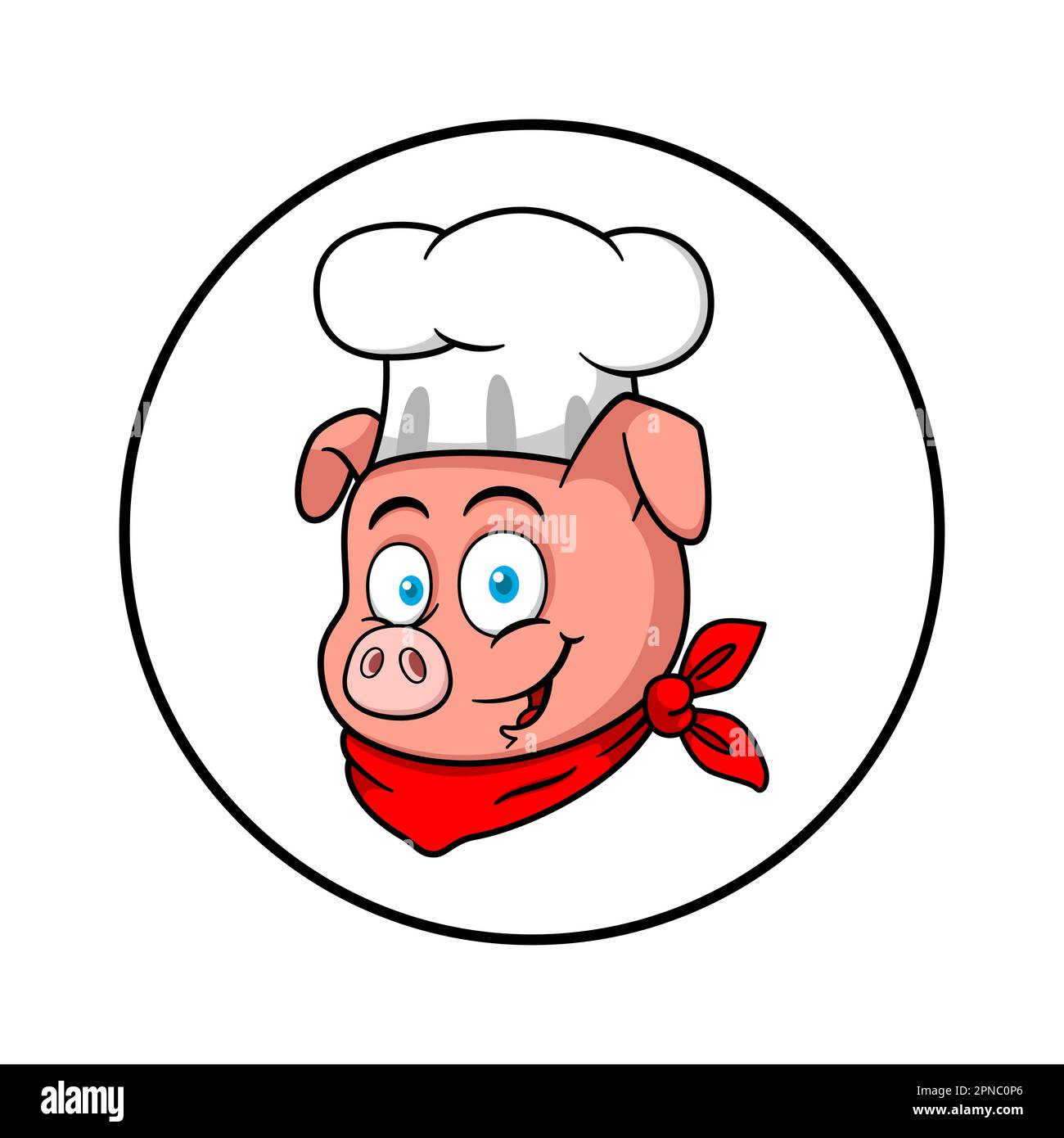 Pig Chef Mascot carattere logo Illustrazione Vettoriale