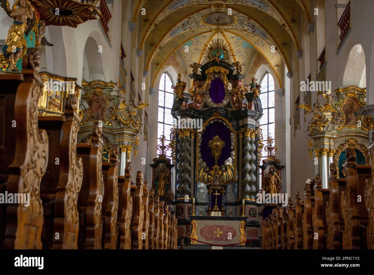 Bad Waldsee, GERMANIA, all'interno della Chiesa cattolica di San Pietro chiesa del monastero Foto Stock
