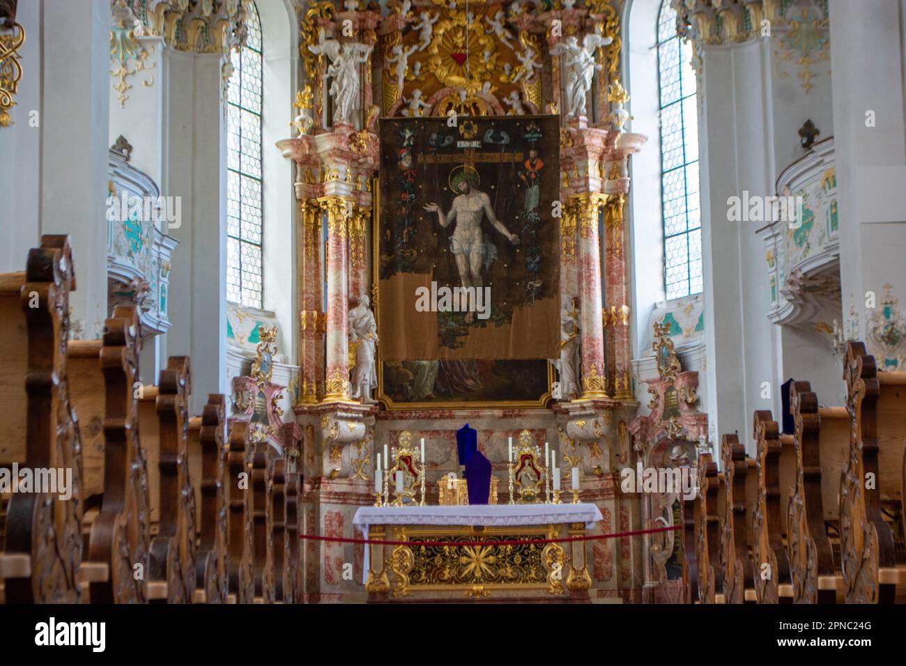 Wolfegg, GERMANIA, all'interno della chiesa cattolica di St Katharina chiesa di Wolfegg castello Foto Stock