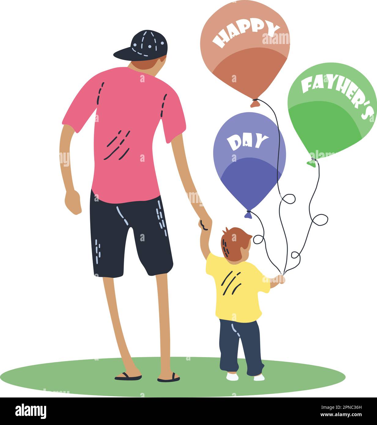 Illustrazione del giorno del Padre, Padre e Bambino celebrano il giorno del Padre Illustrazione Vettoriale