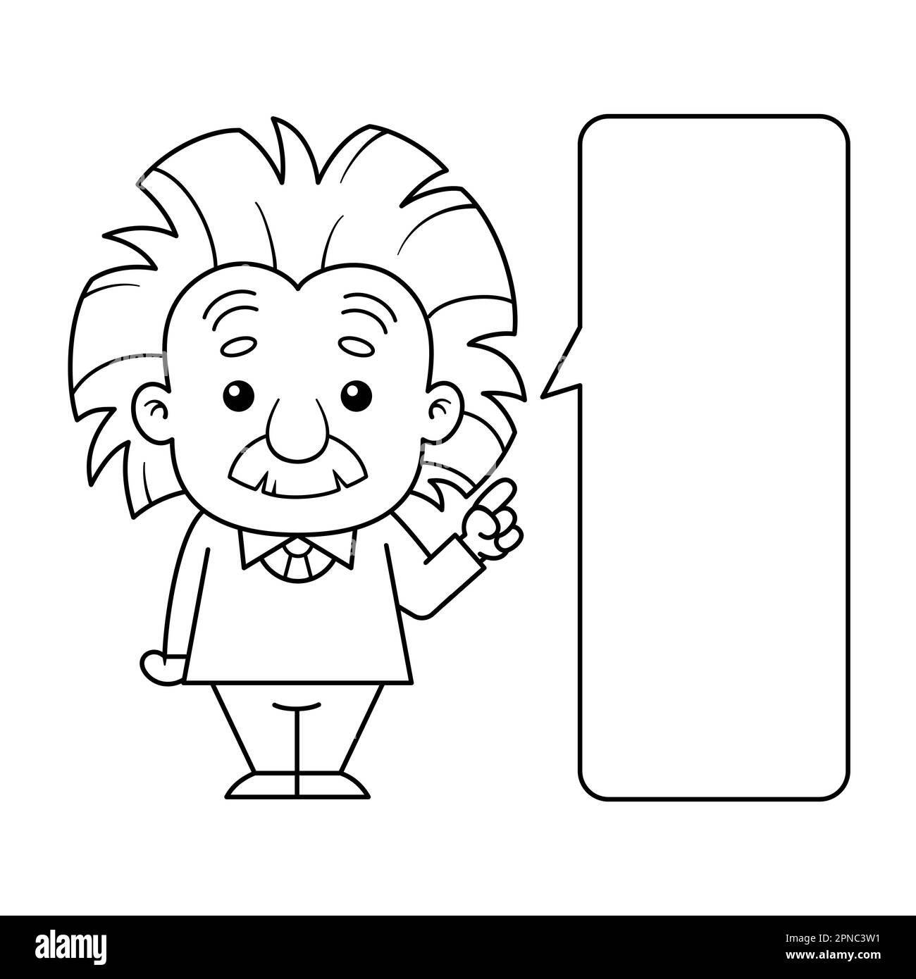 Personaggio bianco e nero Albert Einstein Cartoon con didascalia Illustrazione Vettoriale