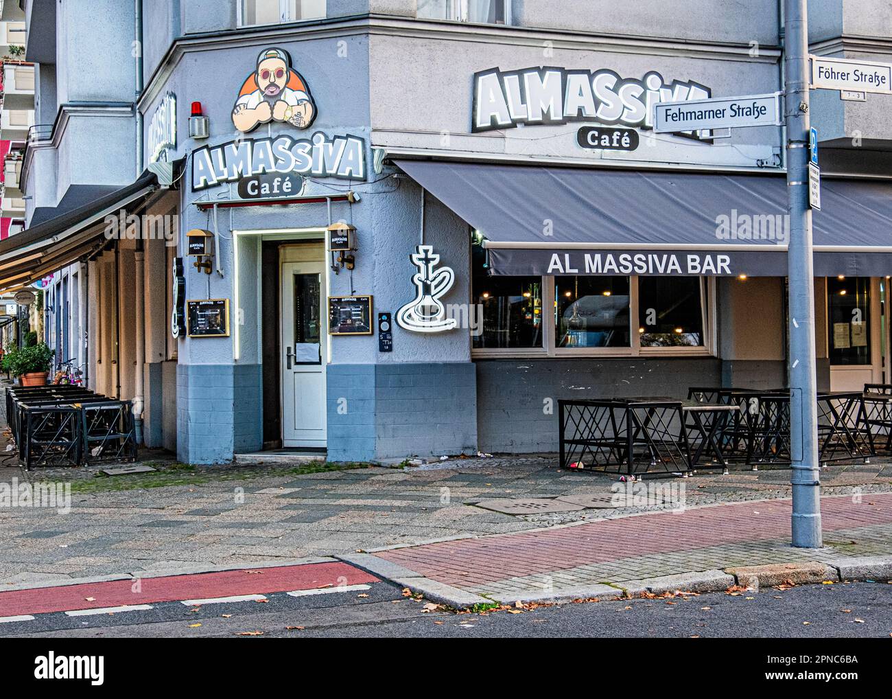 Al Massiva Cafe & Shisha Bar, Föhrer Str. 7, Wedding, Mitte, Berlino, Germania Foto Stock