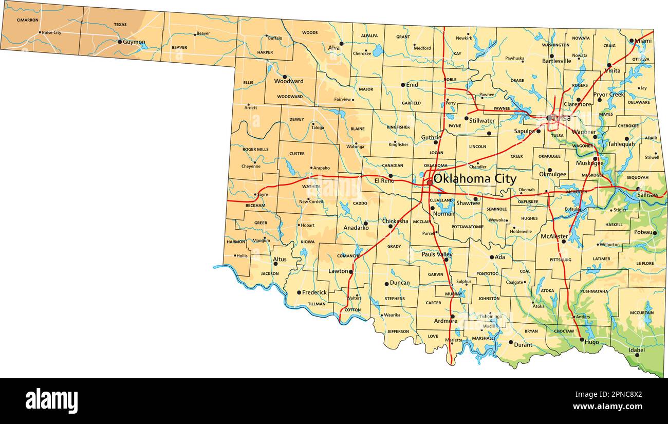 Mappa Fisica Dell Oklahoma Dettagliata Con Etichettatura Immagine E Mappa Fisica Dell Oklahoma Dettagliata Con Etichettatura 2pnc8x2 