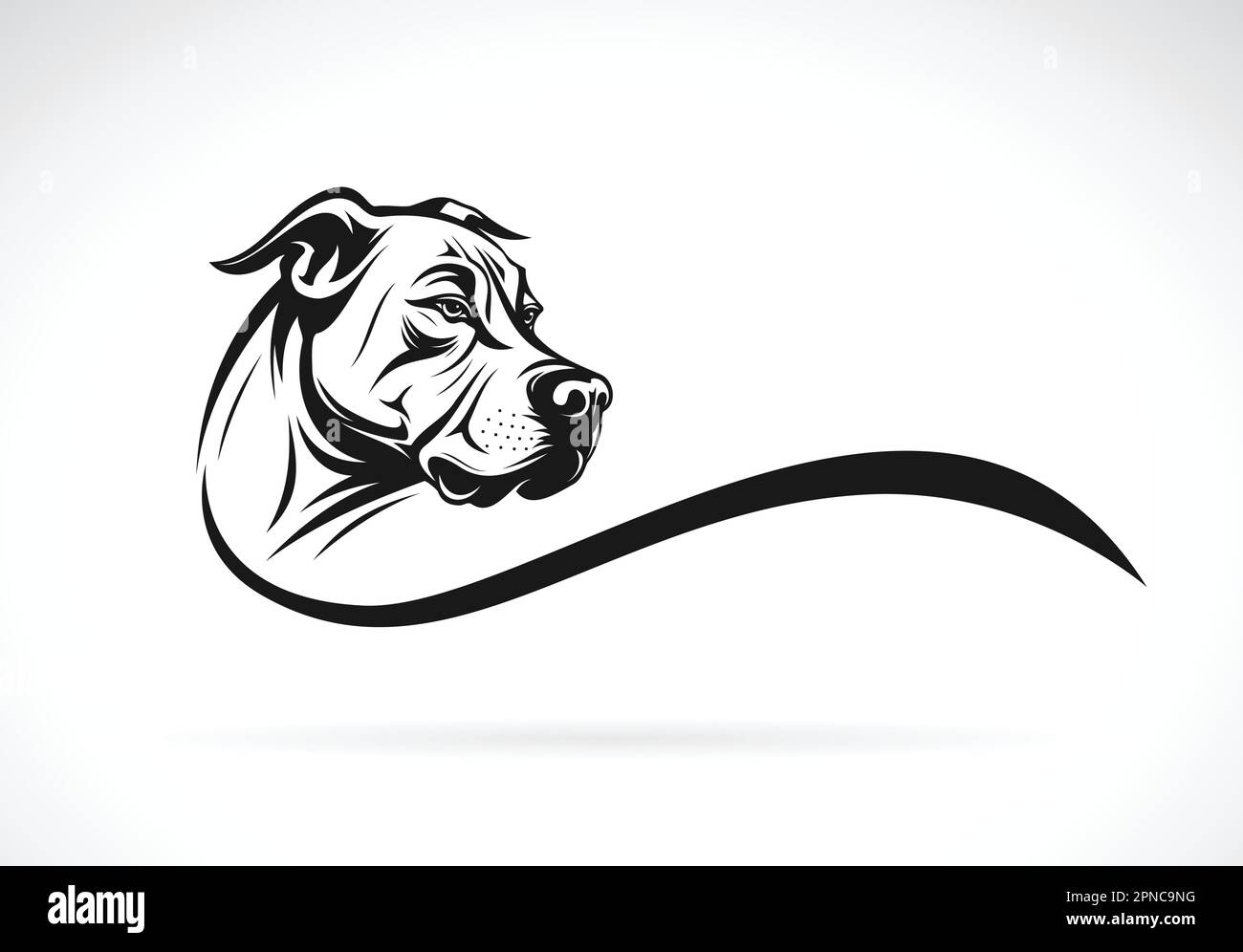 Vettore di una testa di cane pitbull terrier americana su sfondo bianco. Illustrazione vettoriale a strati facilmente modificabile. Animali domestici. Illustrazione Vettoriale
