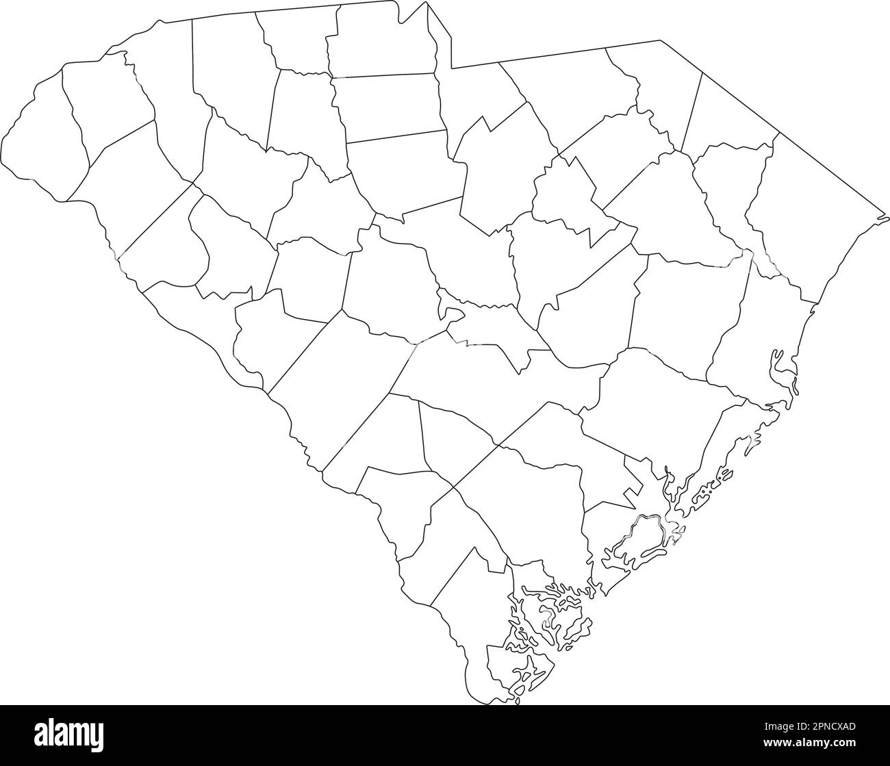 Mappa dei ciechi del South Carolina molto dettagliata. Illustrazione Vettoriale