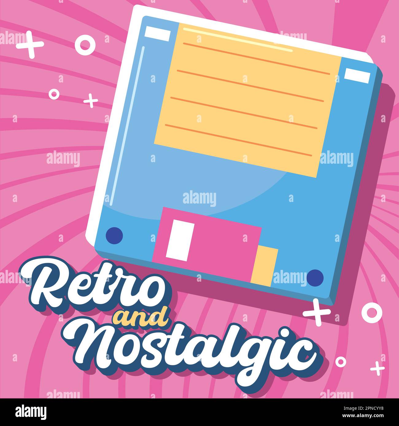 Disco floppy vintage isolato colorato retro e nostalgico Vector Illustrazione Vettoriale