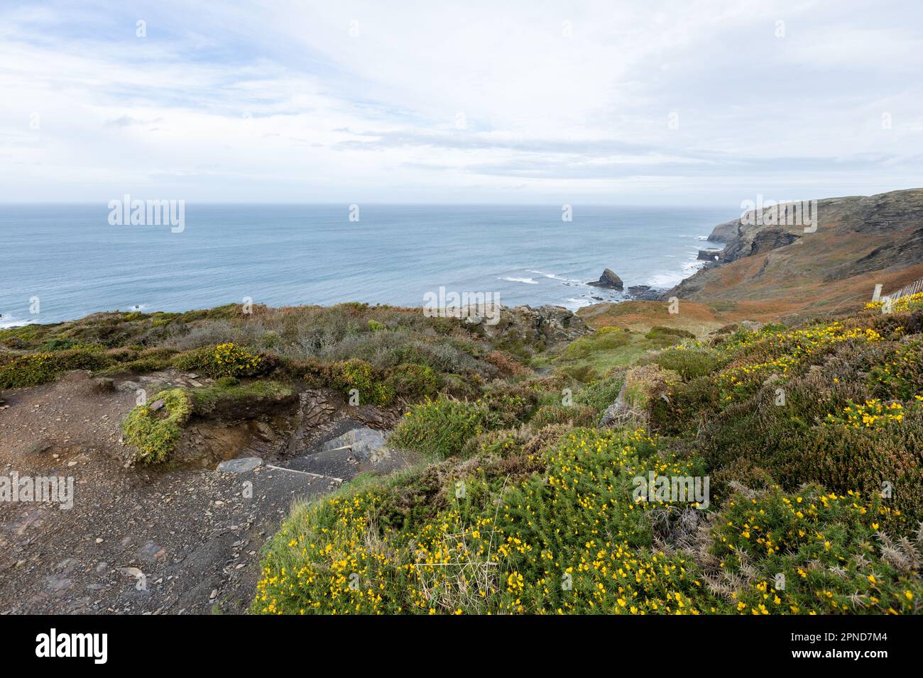 Il percorso costiero e la costa strangolante il 29th ottobre 2022 a Crackington Haven, Cornovaglia, Inghilterra. Credit: Notizie SMP Foto Stock