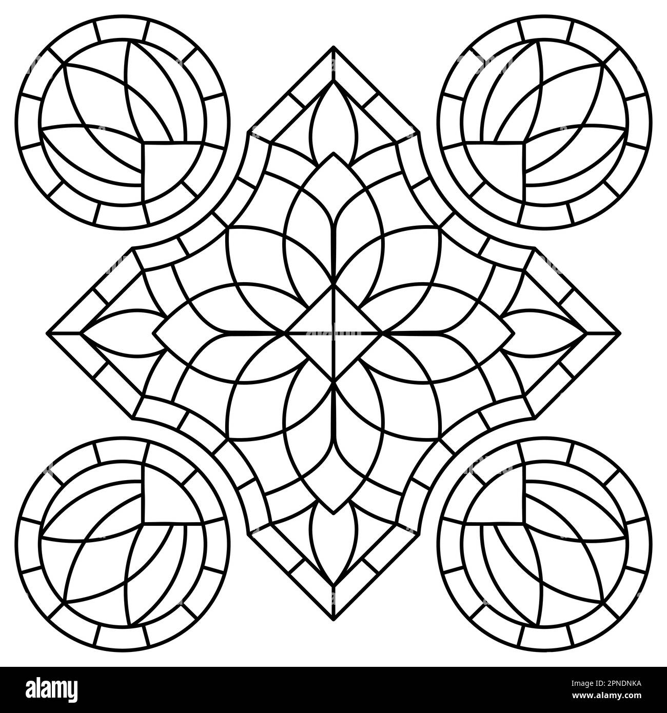 Vetrata in stile gotico. Mosaico medievale struttura piastrella. Illustrazione Vettoriale