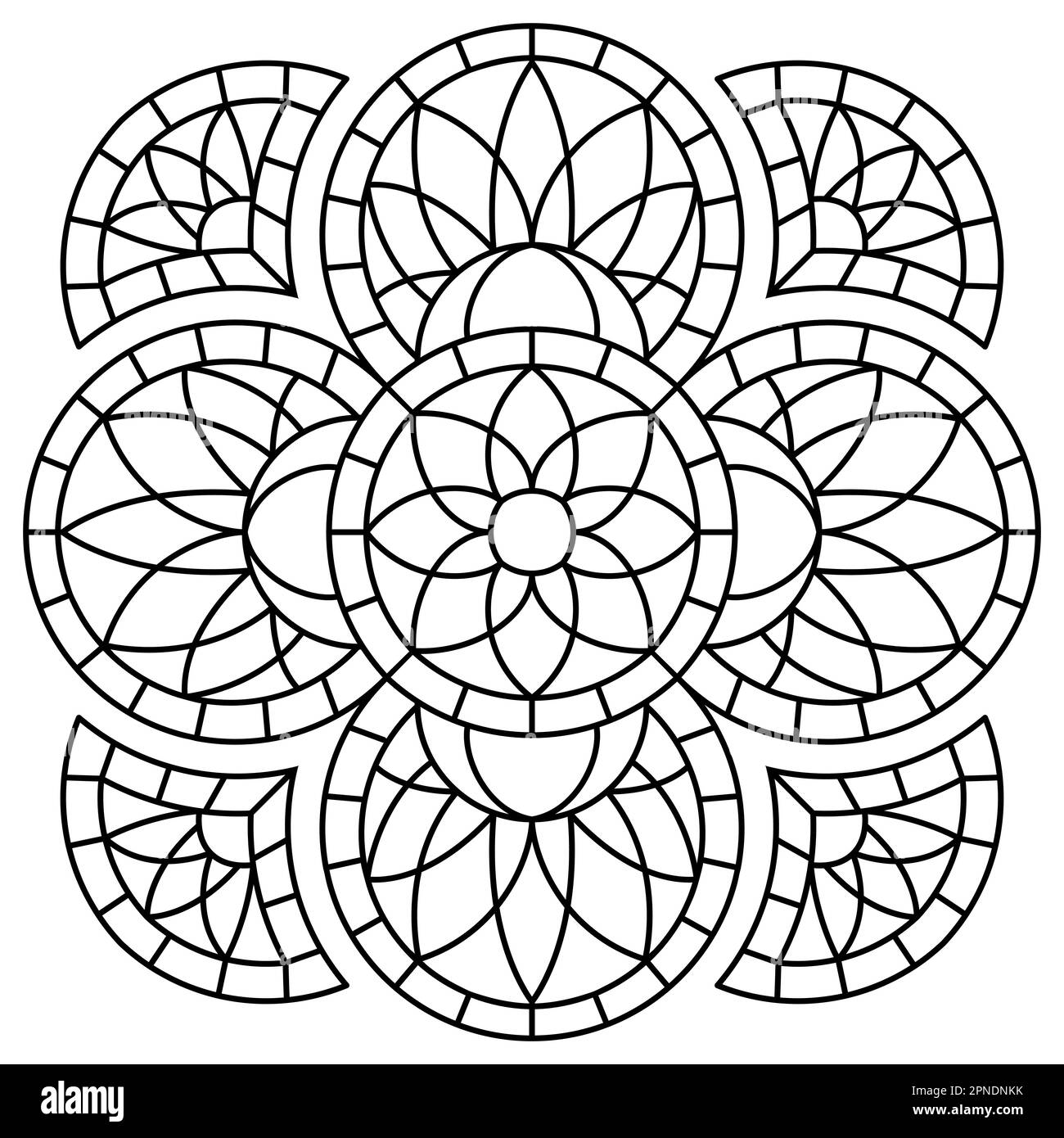 Vetrata in stile gotico. Mosaico medievale struttura piastrella. Illustrazione Vettoriale