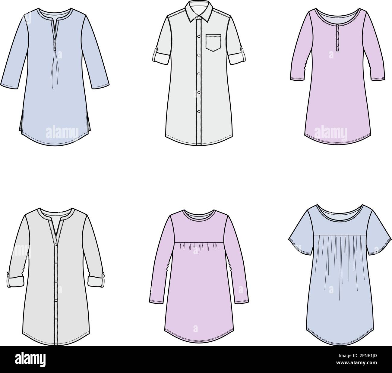 Set tunica donna. CAD moda. Illustrazione Vettoriale