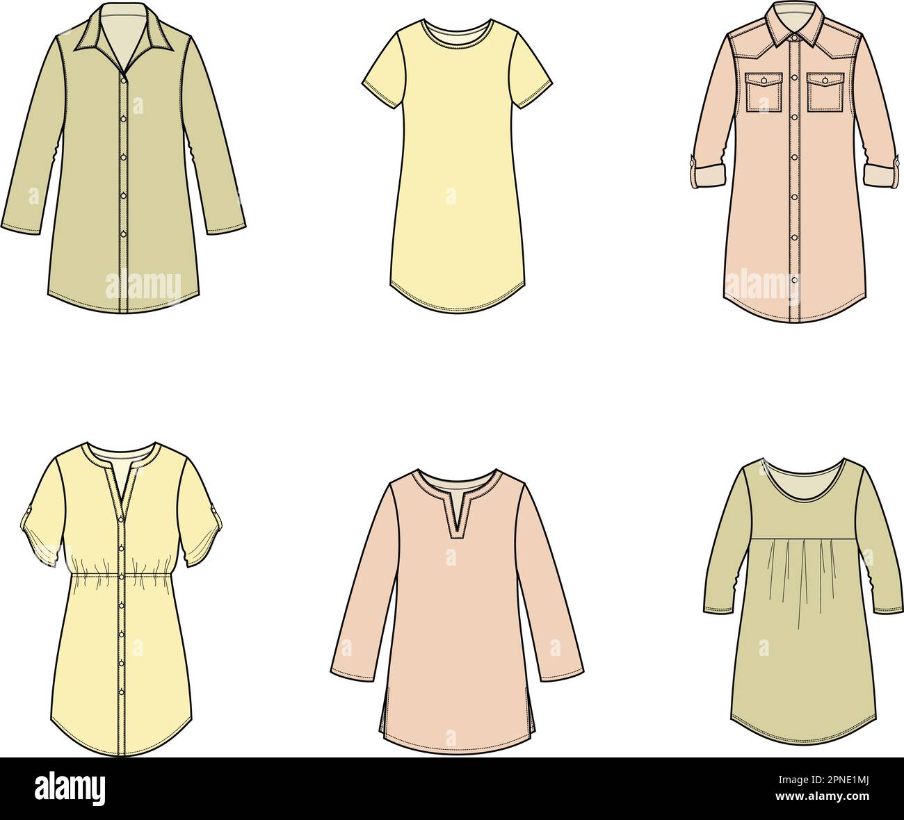 Set tunica donna. CAD moda. Illustrazione Vettoriale
