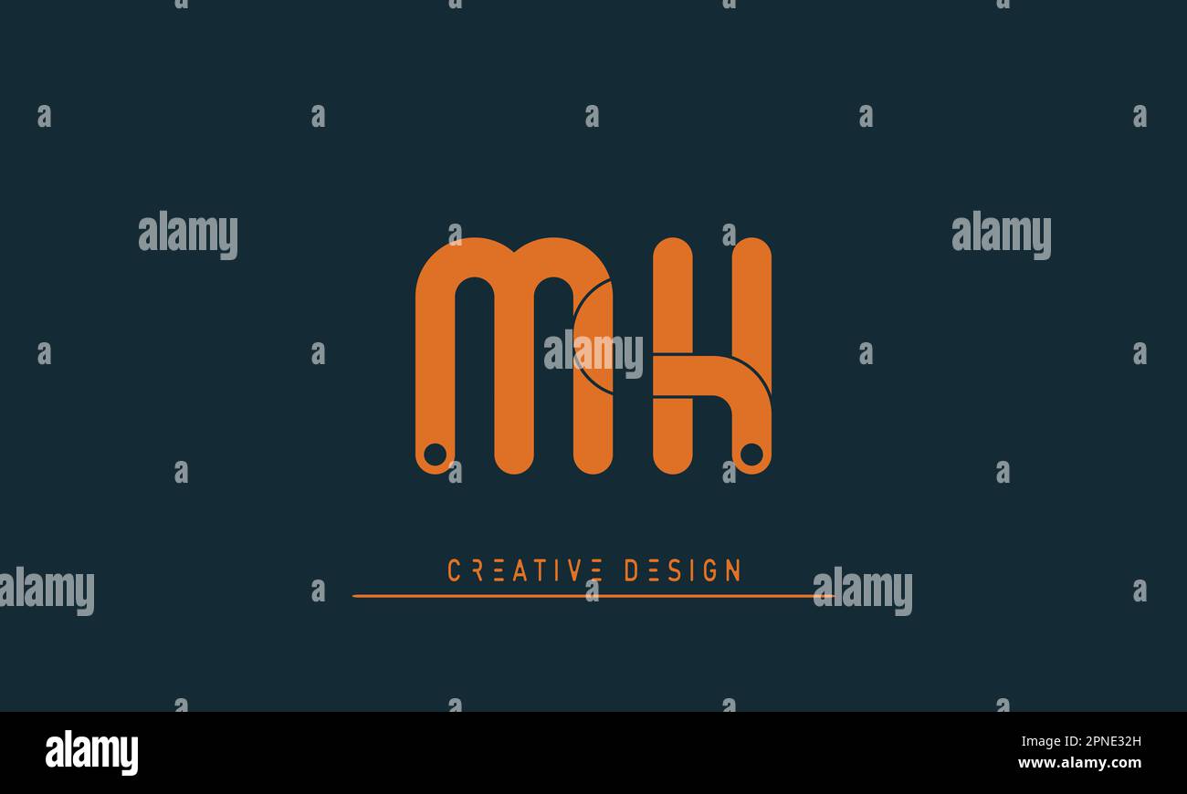 Lettere alfabetiche logo creativo moderno MH , HM Illustrazione Vettoriale