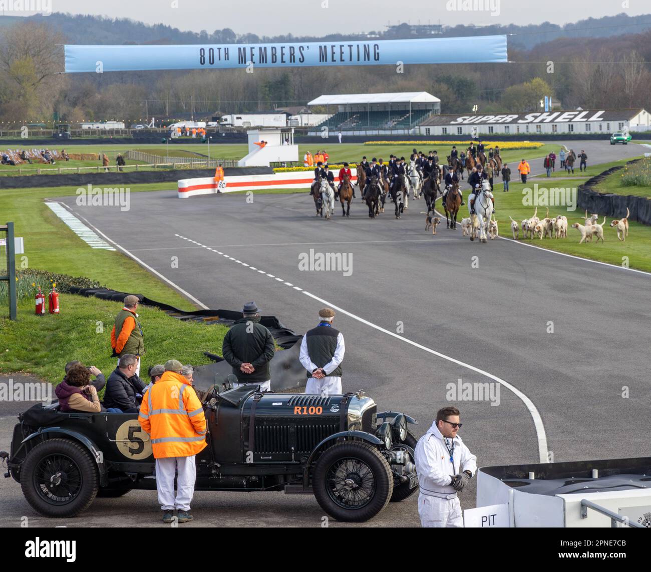 Aprile 2023 - i cacciatori e il pack al Goodwood Members Meeting 80. Foto Stock