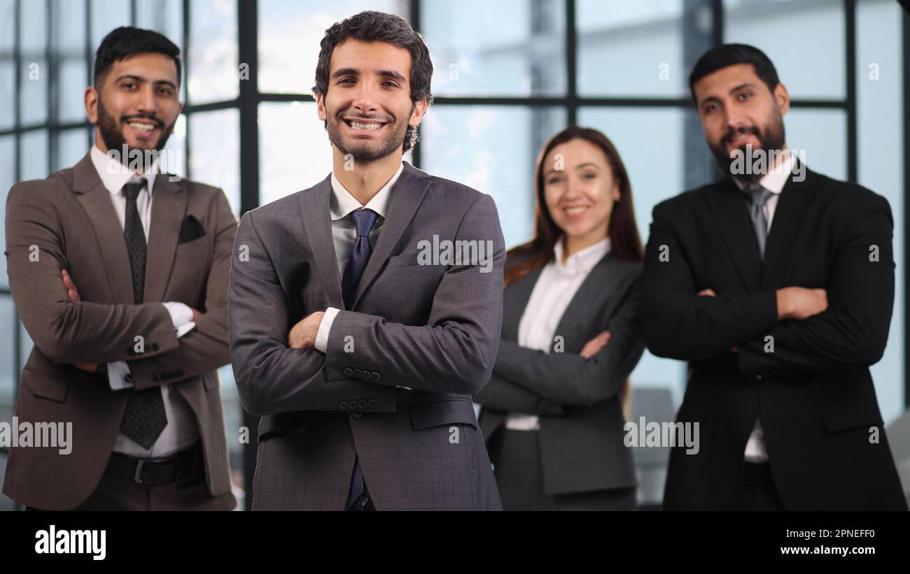 Insegnante aziendale, mentore, allenatore e gruppo di stagisti, studenti business ritratto Foto Stock