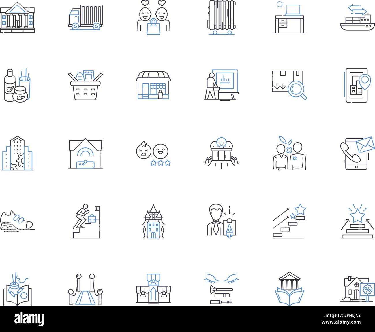 Collezione di icone della linea delle organizzazioni civiche. Comunità, Difesa, Attivismo, Volontariato, membri, Filantropia, vettore di raccolta fondi e lineare Illustrazione Vettoriale