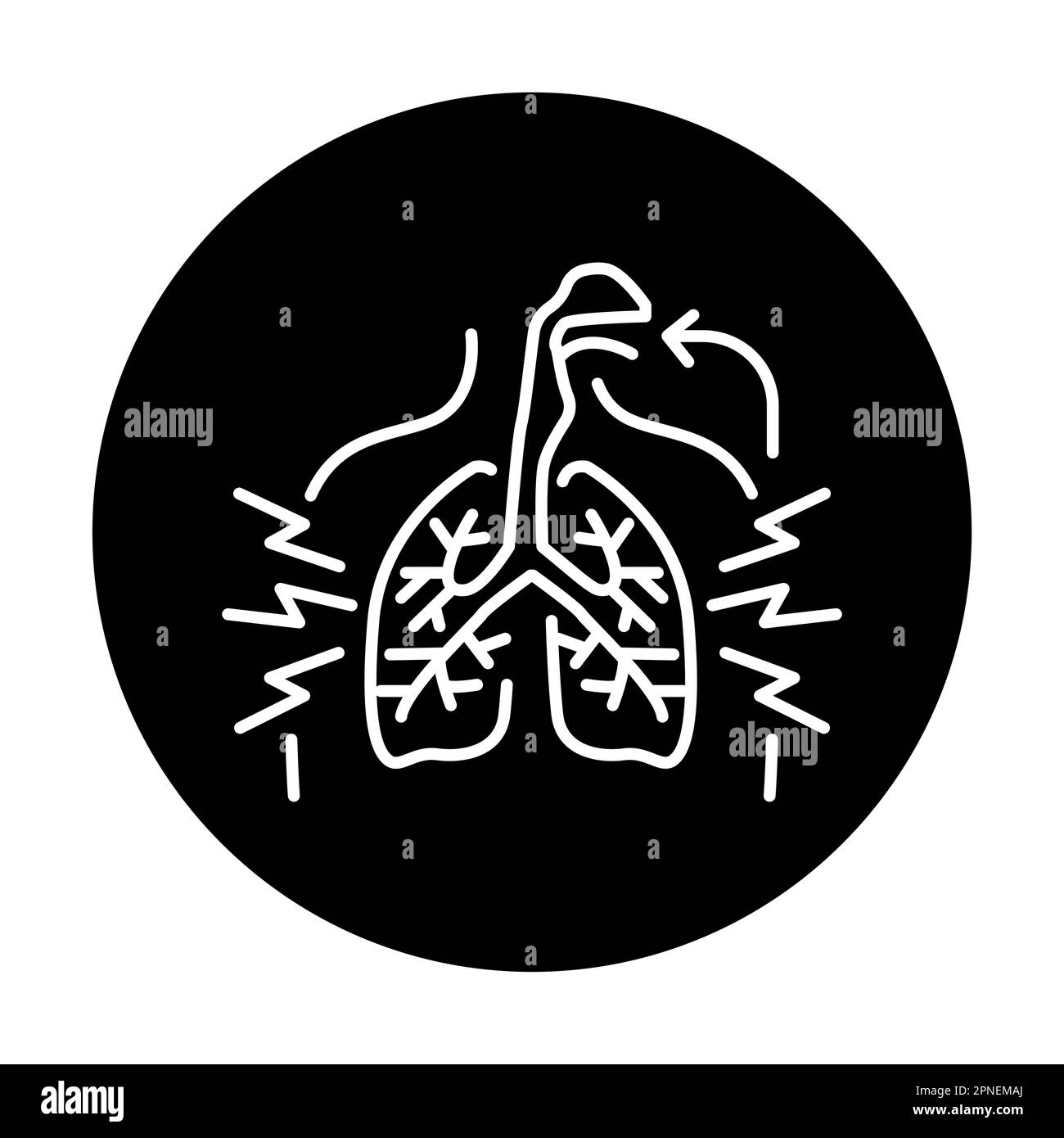 Icona della linea di colore respiro corto. Malattie umane. Pittogramma per pagina web, app mobile, promo. Illustrazione Vettoriale