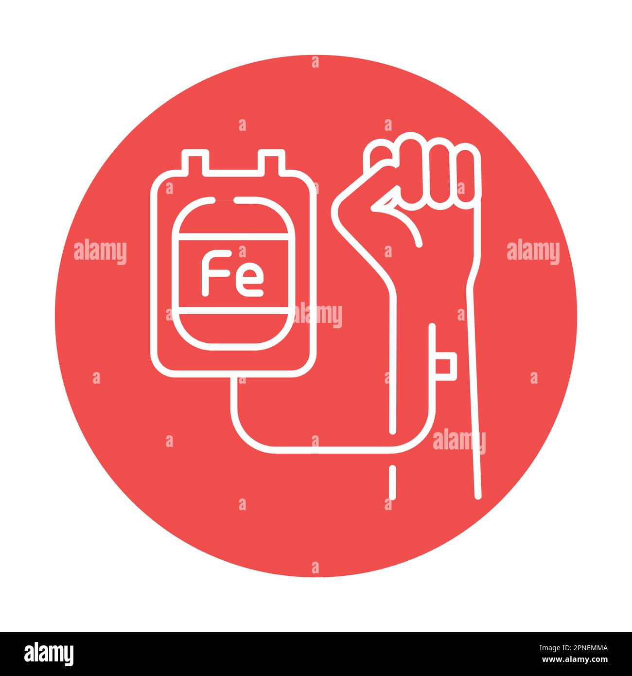 Icona della linea di colore per la trasfusione del ferro. Malattie umane. Pittogramma per pagina web, app mobile, promo. Illustrazione Vettoriale