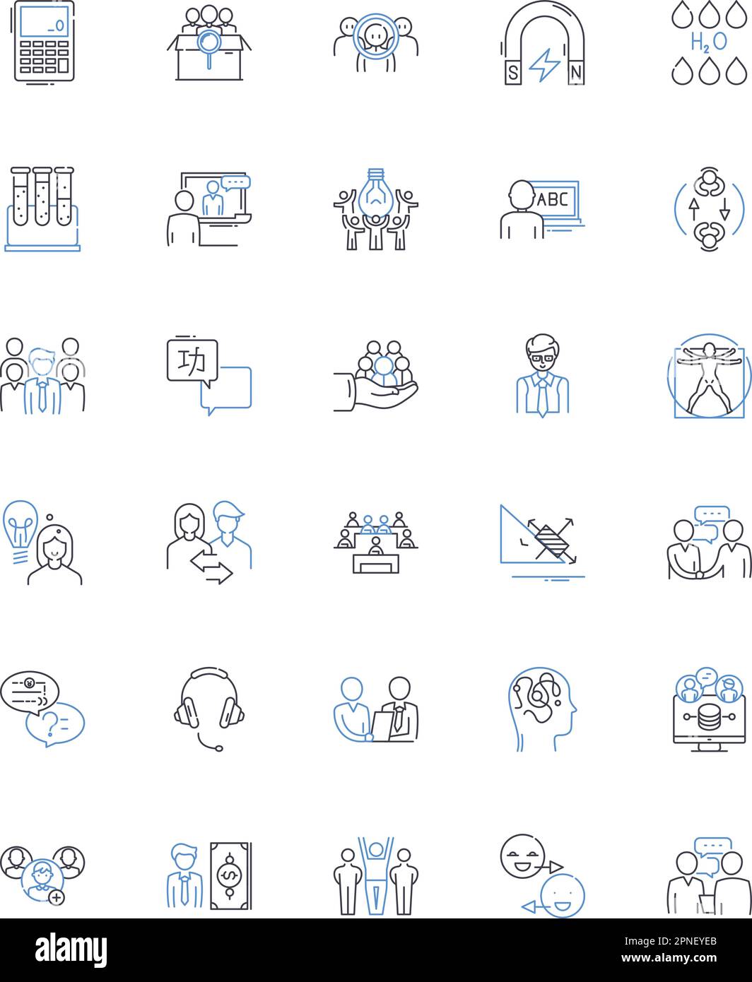 Collezione di icone della linea Academy. Istruzione, apprendimento, formazione, istituzione, studiosi, Curriculum, vettore di eccellenza e illustrazione lineare Illustrazione Vettoriale