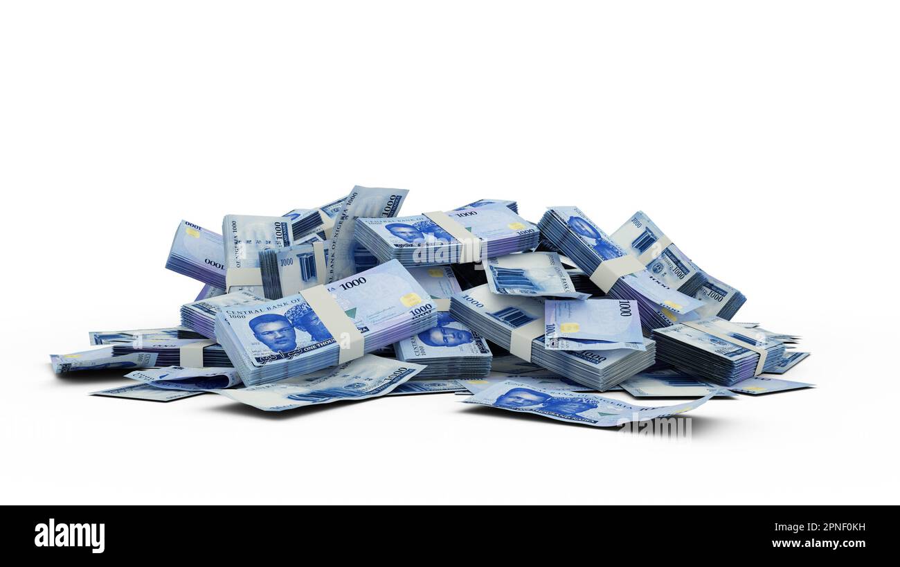 Stack 3D di 1000 note nigeriane Naira Foto Stock