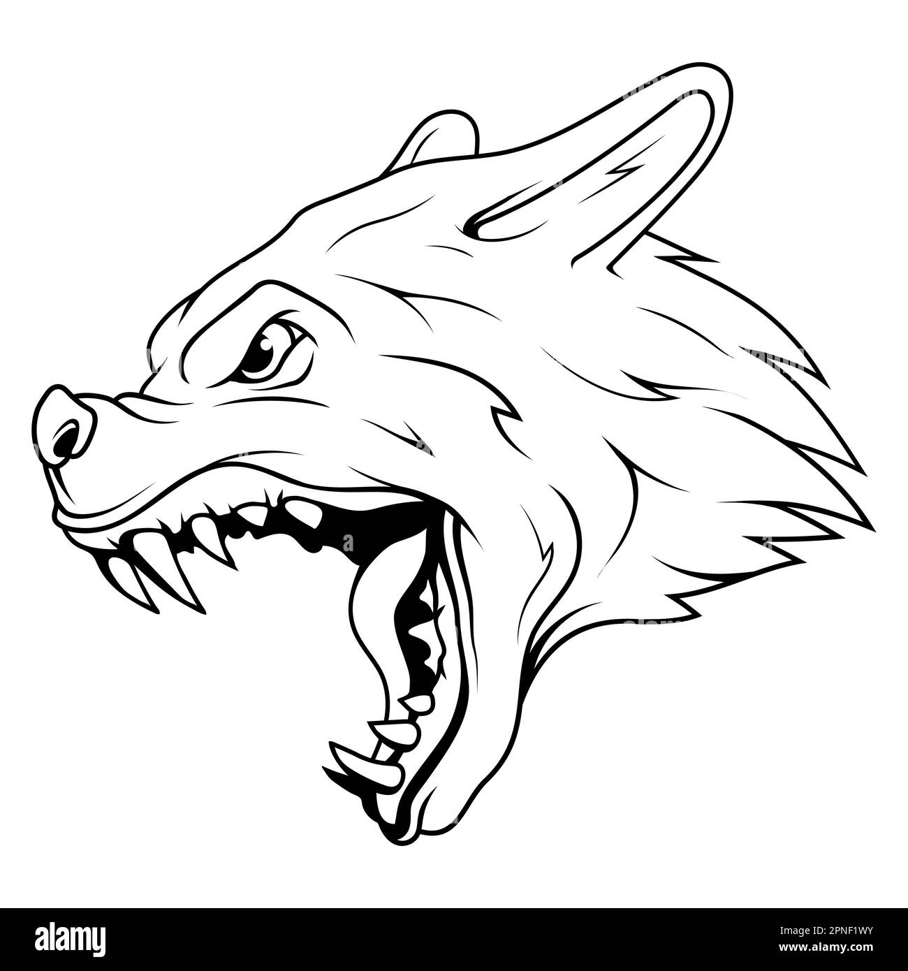 Lupo. Illustrazione vettoriale di un animale arrabbiato. Sketch dog per il design della t-shirt Illustrazione Vettoriale