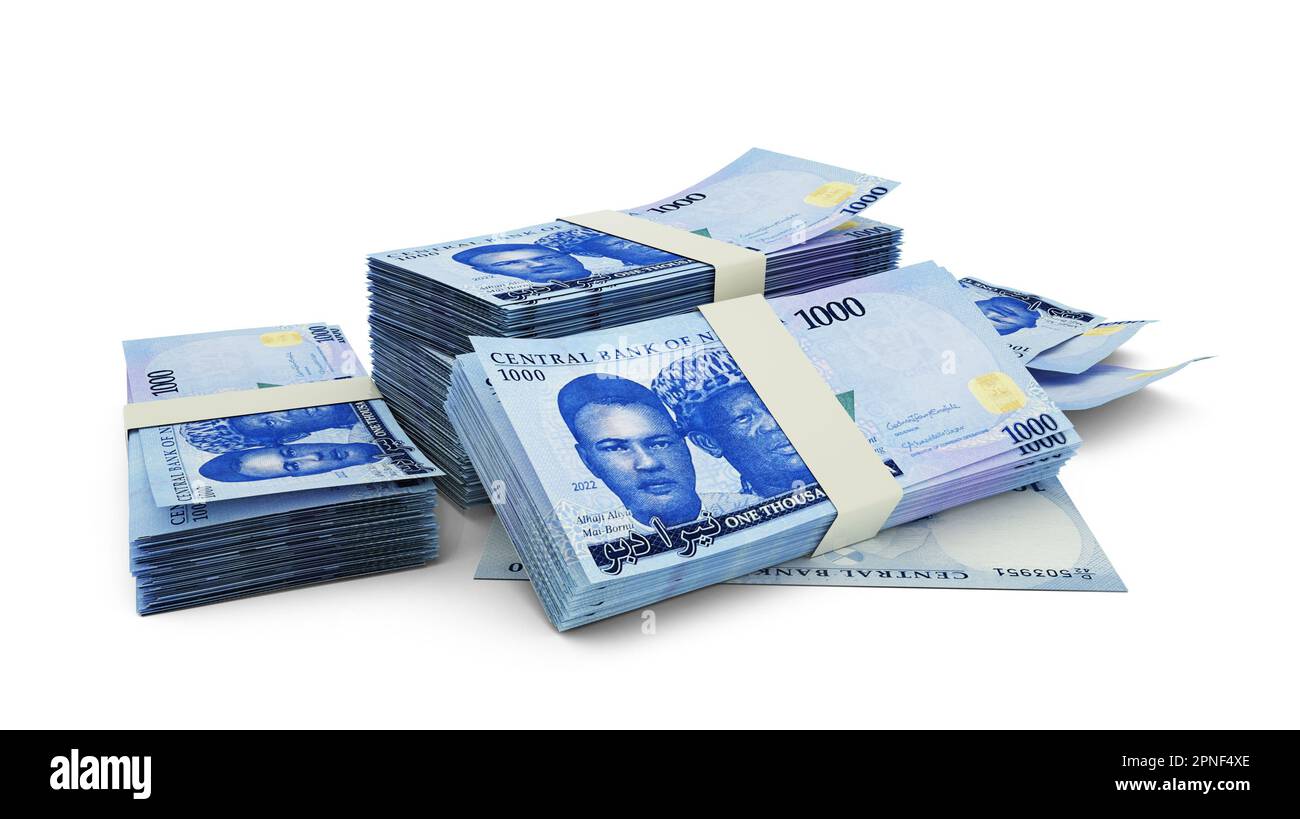 Stack 3D di note naira nigeriane Foto Stock