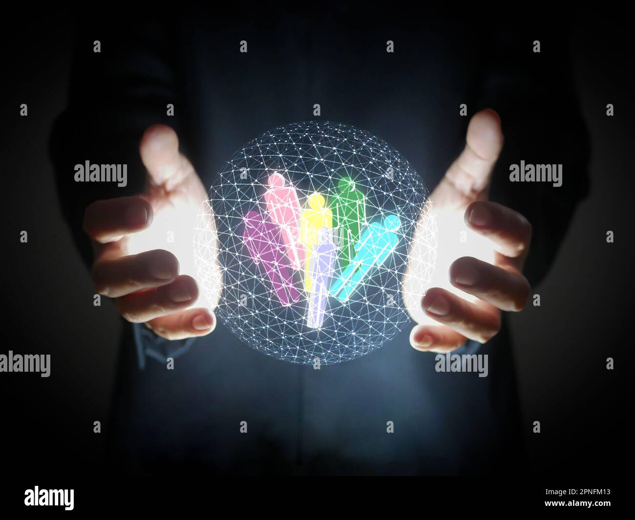 Risorse umane, risorse umane e HRM. Personale, personale, dipendente, team o assistenza clienti, sono in buone mani per un'agenzia di lavoro, il commercio, l'organizzazione, io Foto Stock