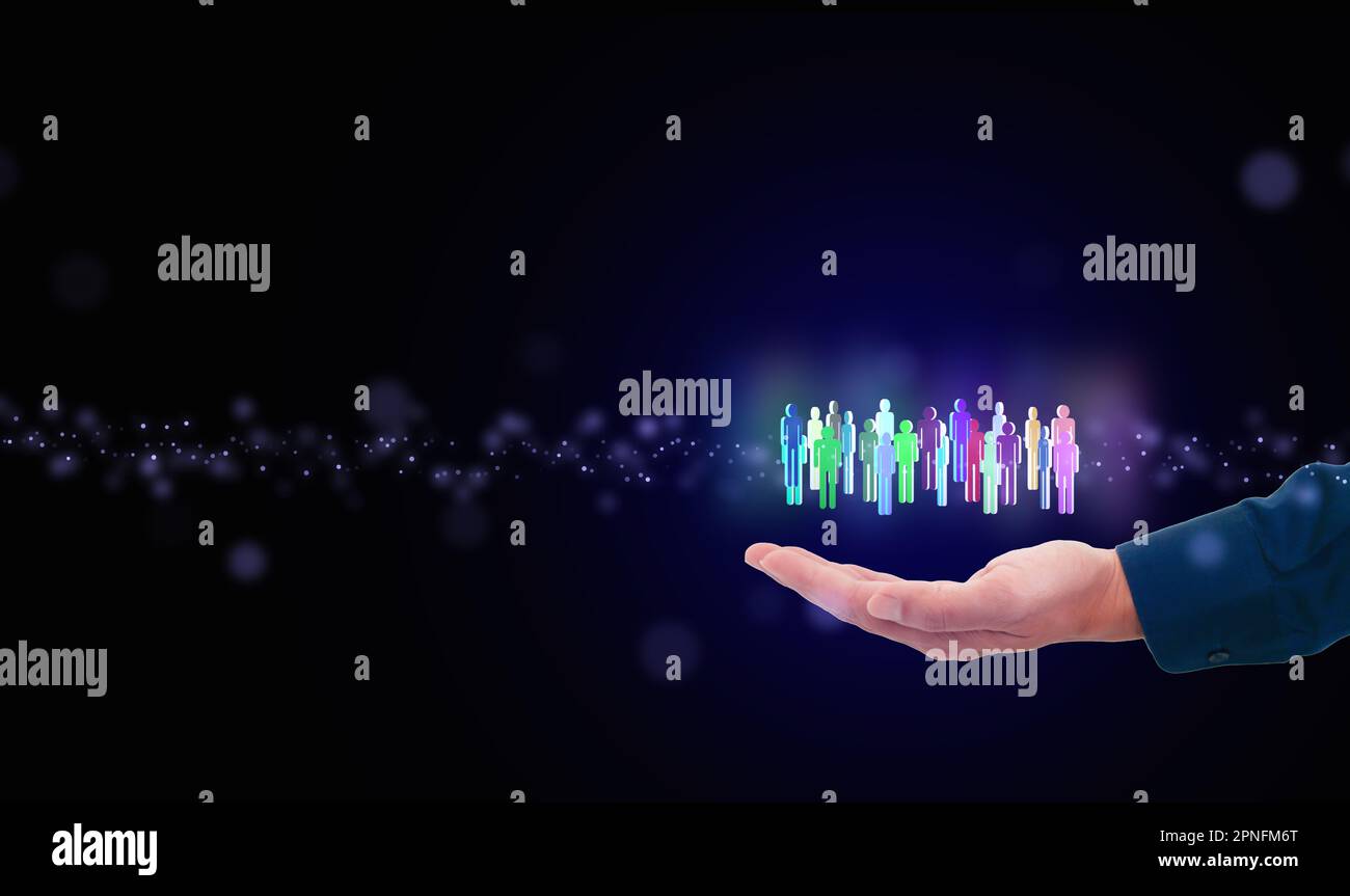 Risorse umane, risorse umane e HRM. Personale, personale, dipendente, team o assistenza clienti, è in una buona mano per un'agenzia di occupazione, commercio, organizzazione, Foto Stock